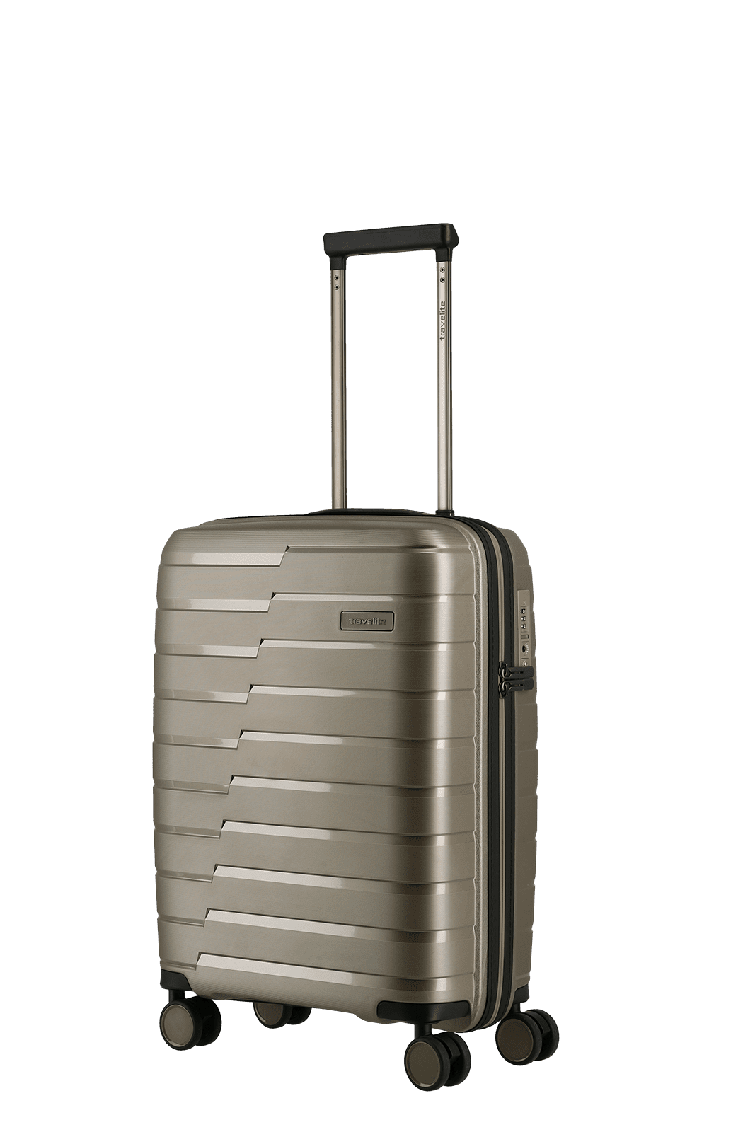 travelite AirBase Koffer Seitenansicht in champagner Größe S