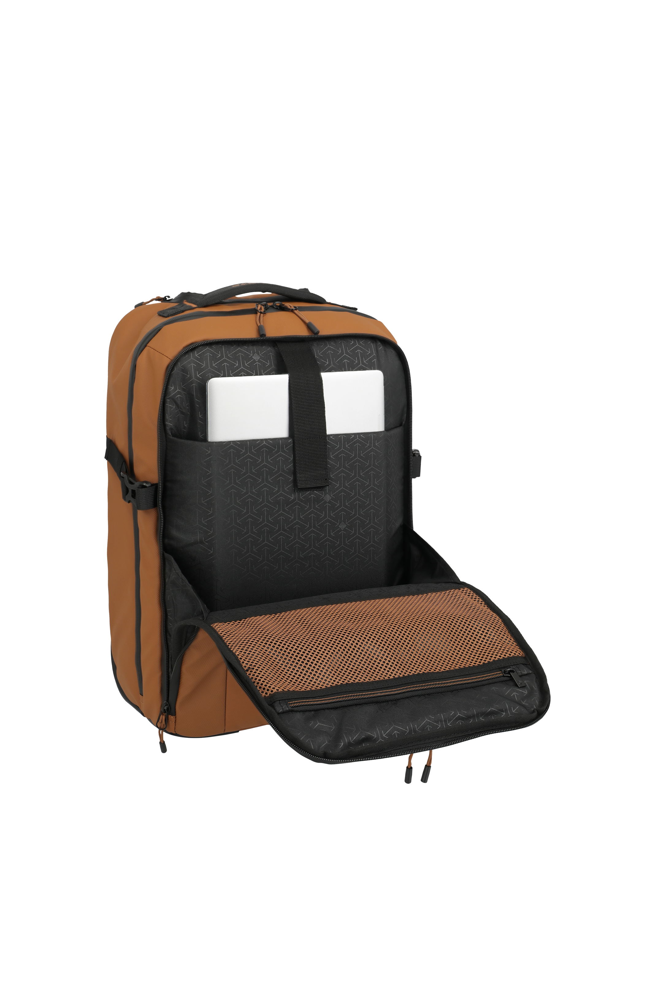 Moderner brauner Rucksack mit Laptopfach und Organizer-Fach – ideal für Alltag, Reisen oder Büro