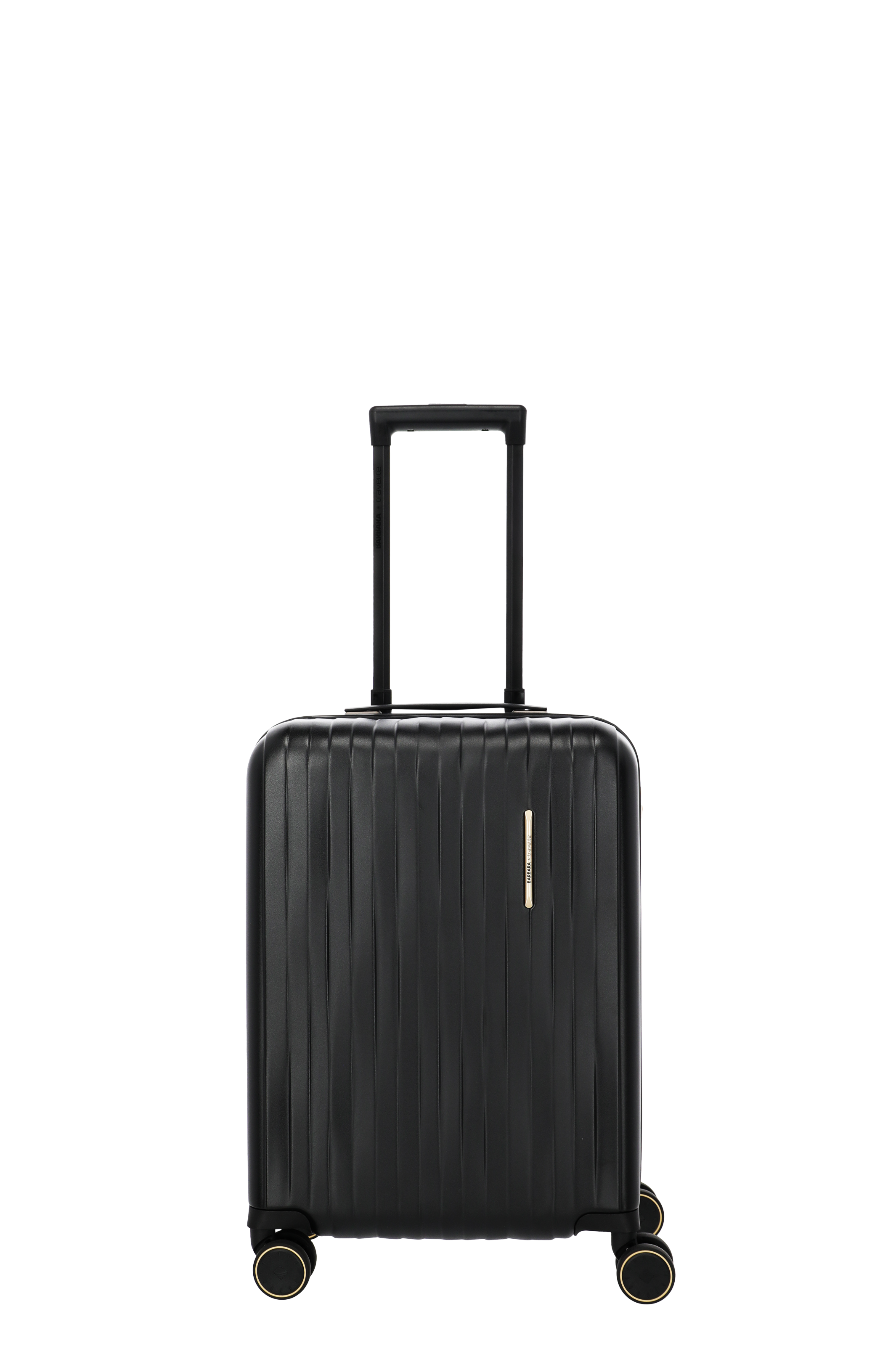 Schwarzer Hartschalenkoffer mit Teleskopgriff und vier Rollen – modernes, robustes Design für Reisen