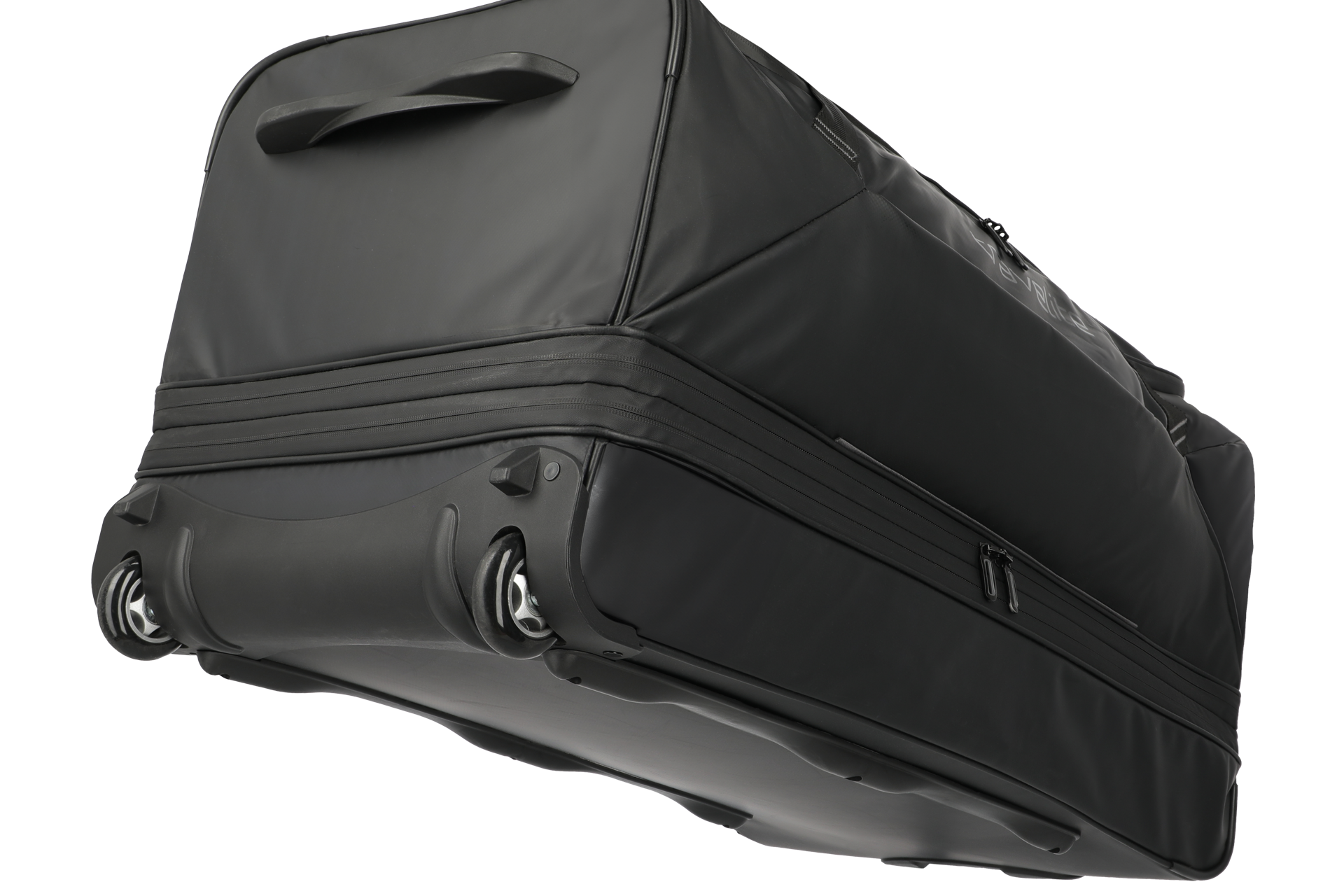 Schraegansicht einer schwarzen travelite Rollenreisetasche Schwarze travelite Rollenreisetasche in der Scraegansicht von hinten