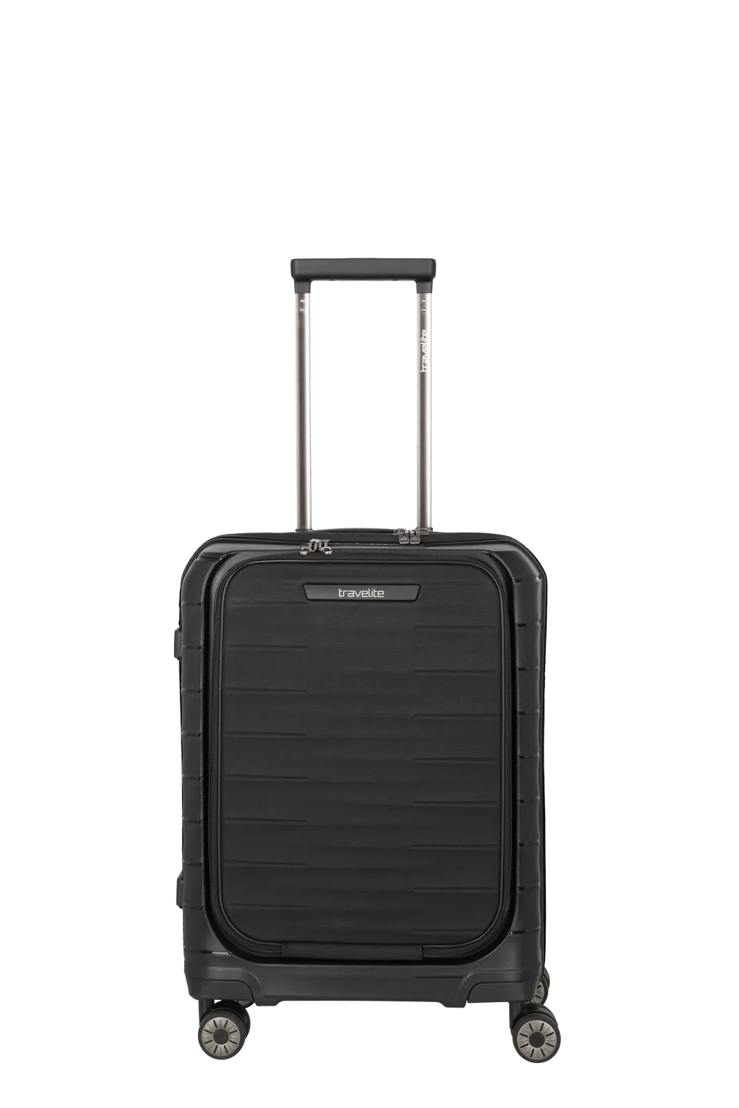 Mooby in Schwarz Groesse S mit Vortasche Frontalansicht travelite Mooby Trolley S mit Vortasche in Schwarz Frontalansicht