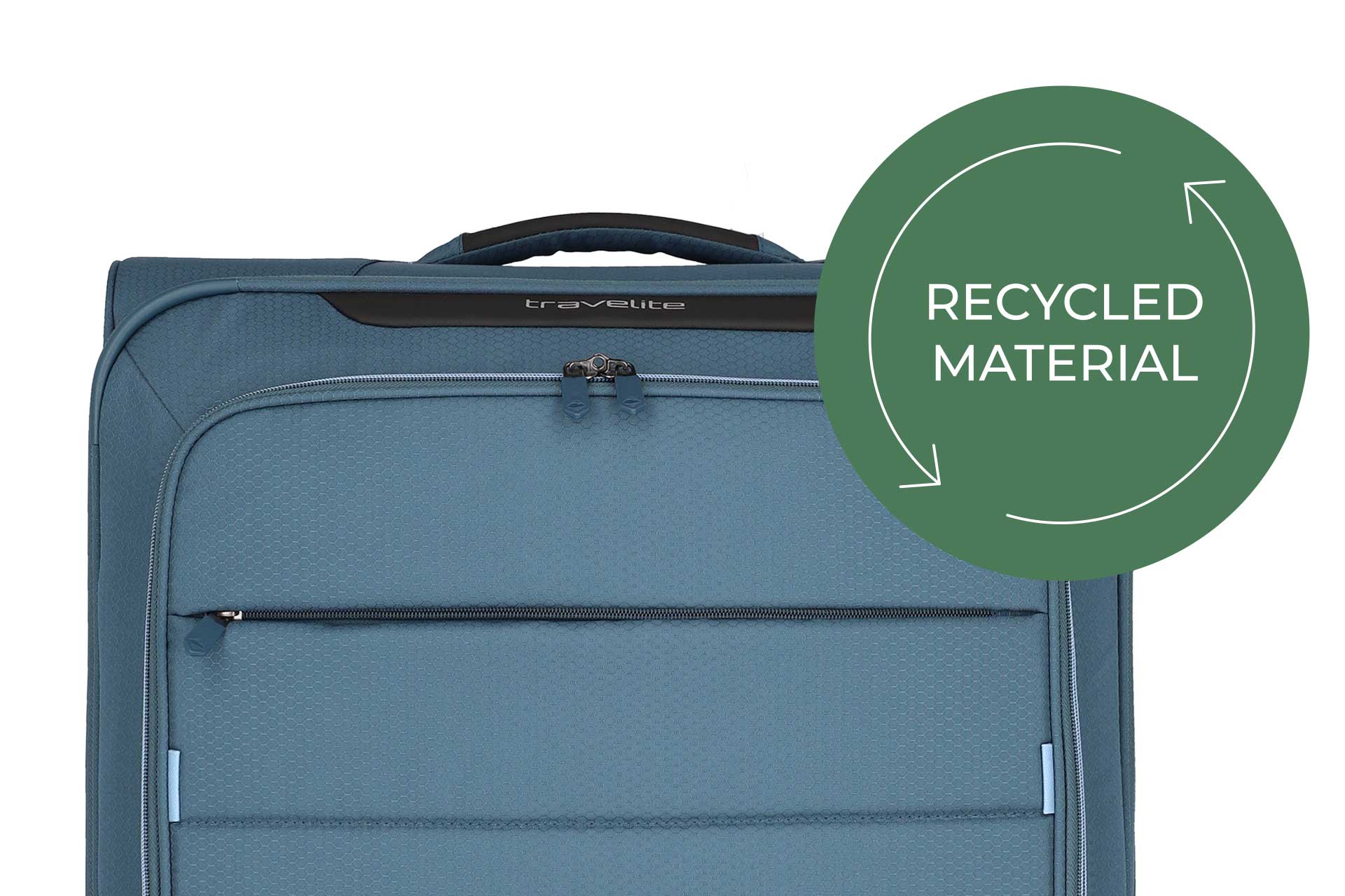 Stilvoller Koffer aus recyceltem Material in Blau Blauer Koffer aus recyceltem Material mit umweltfreundlichem Design