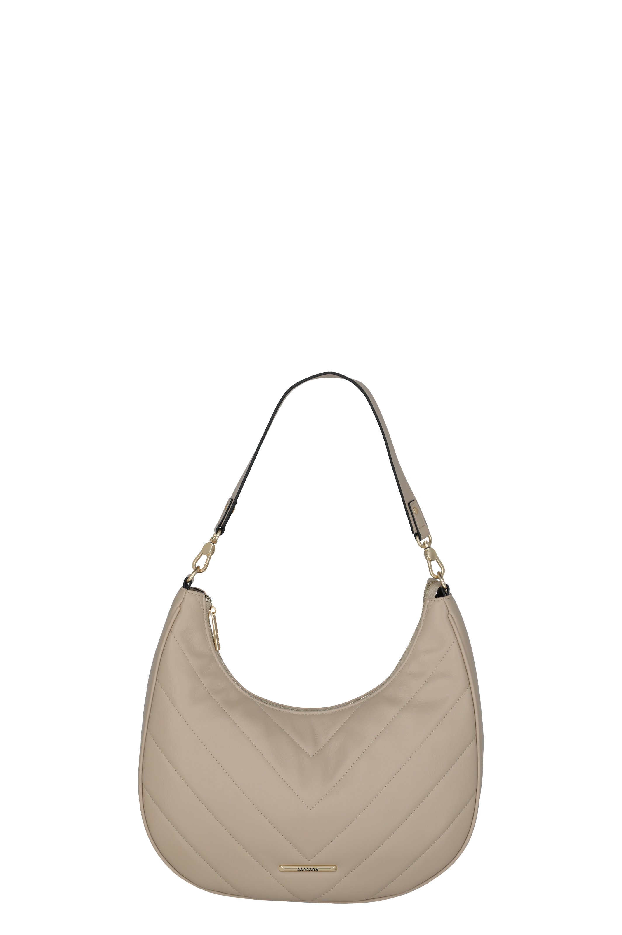 Elegante beige Schultertasche aus Leder mit gestepptem Design für Damen