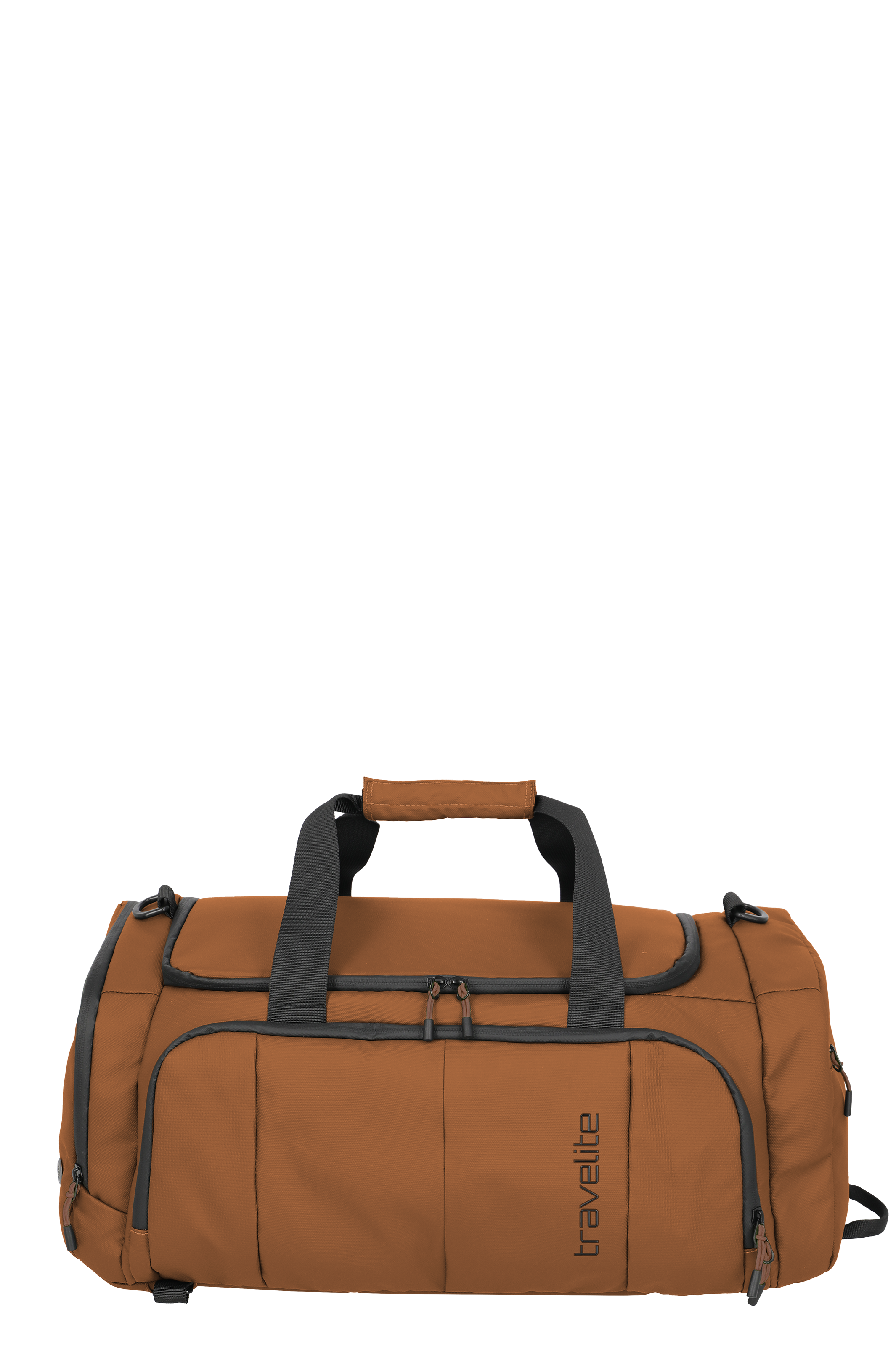 Travelite Reisetasche in Braun mit praktischen Außentaschen und Tragegriffen Braune Travelite Reisetasche mit mehreren Fächern, Reißverschlüssen und robusten Tragegriffen, ideal für Reisen oder Sport