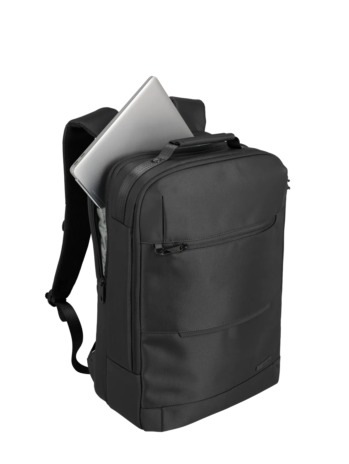 Schwarzer Laptop-Rucksack mit großem Hauptfach und separatem Laptopfach, ideal für den Alltag und Business