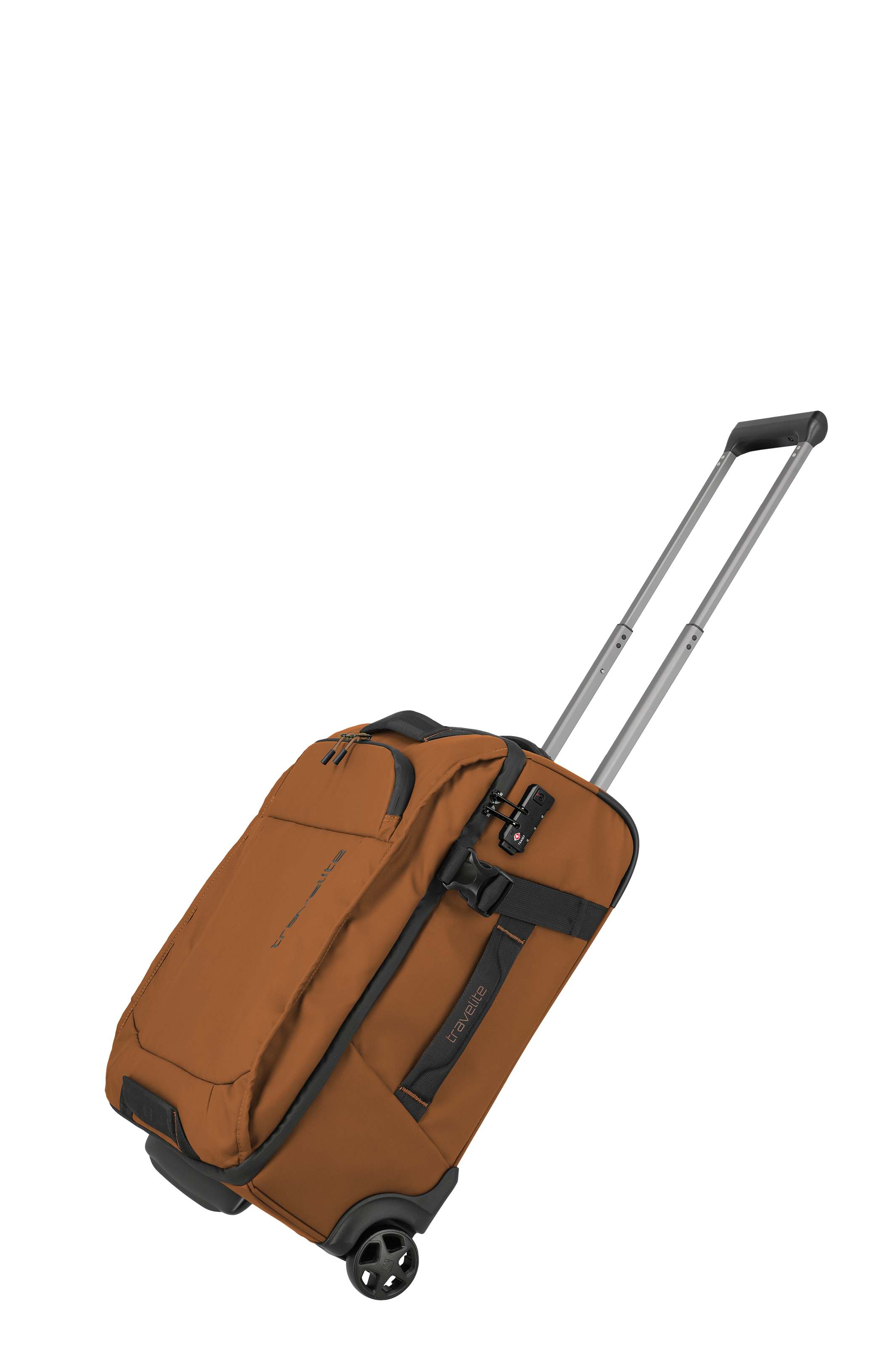 Reisetasche mit Rollen in Braun und ausziehbarem Teleskopgriff – Praktischer Trolley für Reisen