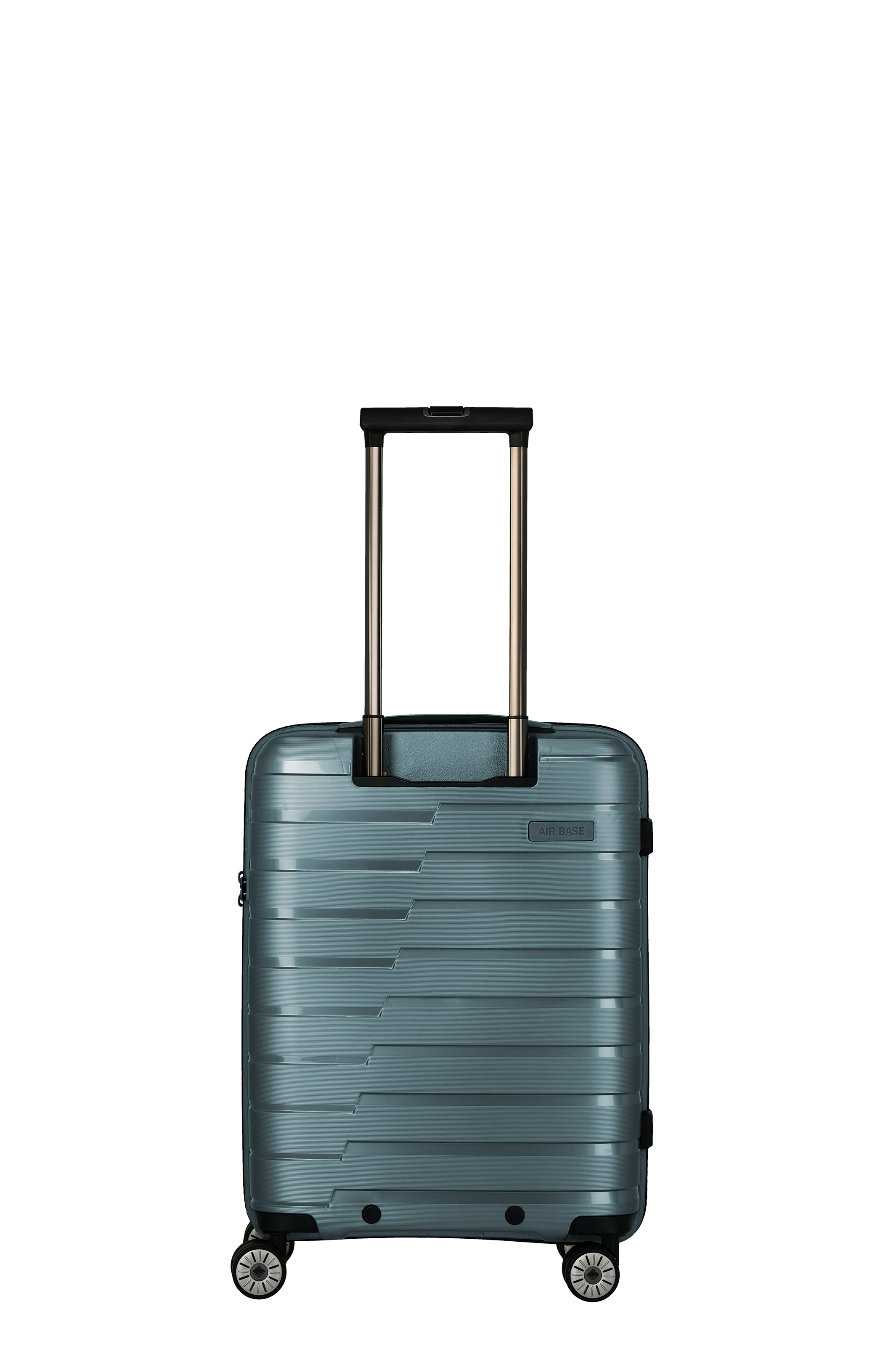 Stabiler Hartschalen-Trolley in Blau mit Teleskopgriff und vier Rollen – ideal als Handgepäck