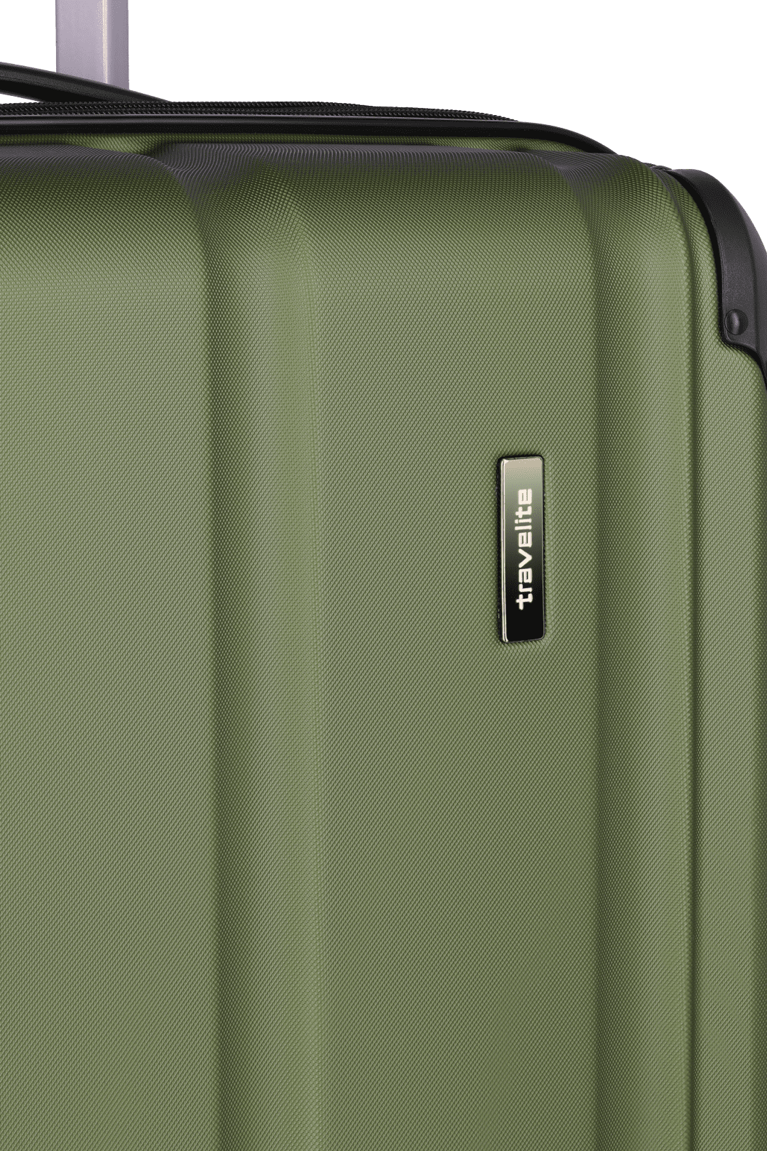 Grüner Hartschalenkoffer von Travelite mit stabilem Griff