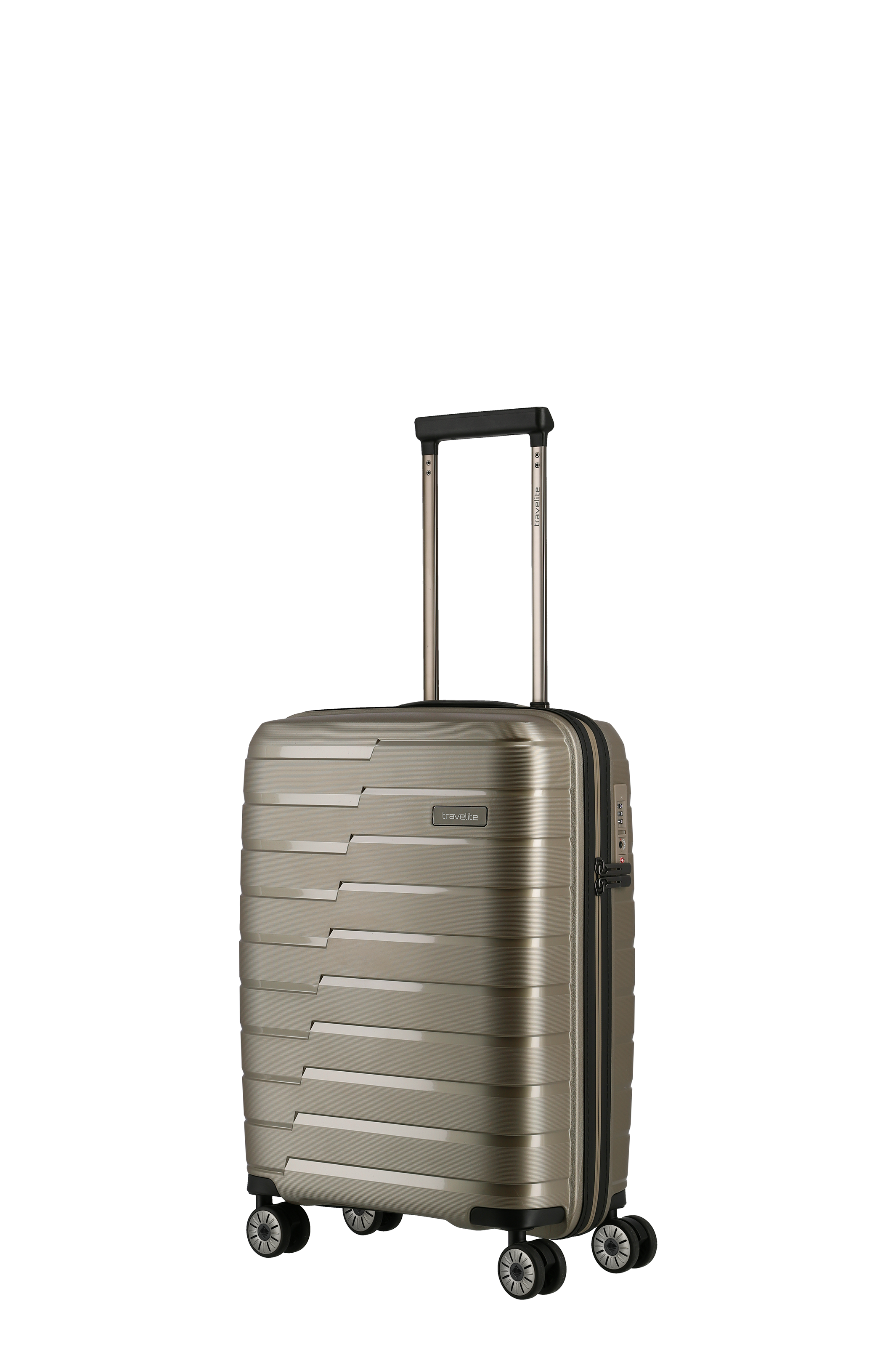 Moderner Hartschalenkoffer in Bronze mit Teleskopgriff und 4 Doppelrollen – Perfekt für Reisen