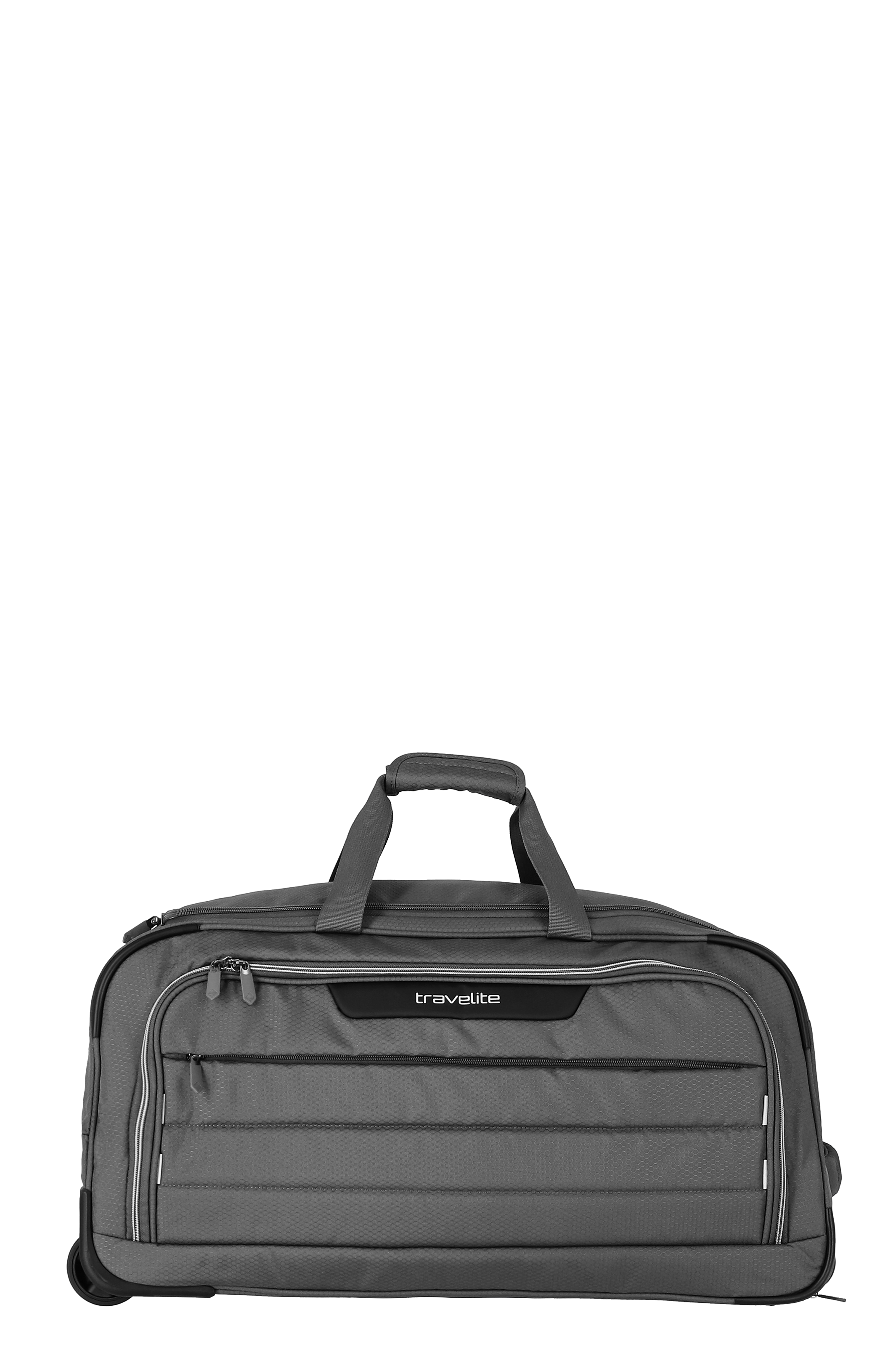 Travelite große Reisetasche in Grau mit Rollen und mehreren Fächern