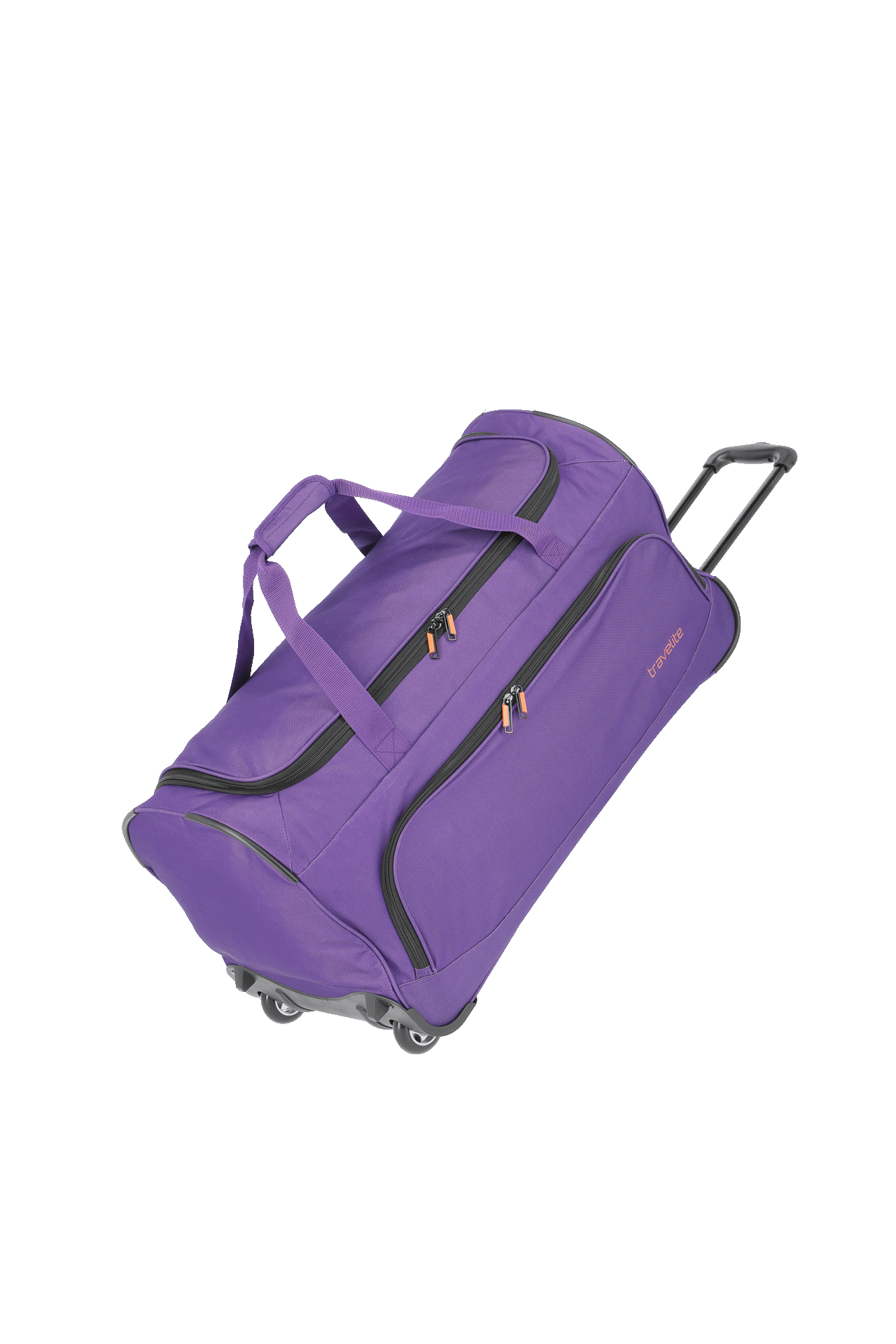 Große lila Reisetasche mit Rollen und Teleskopgriff