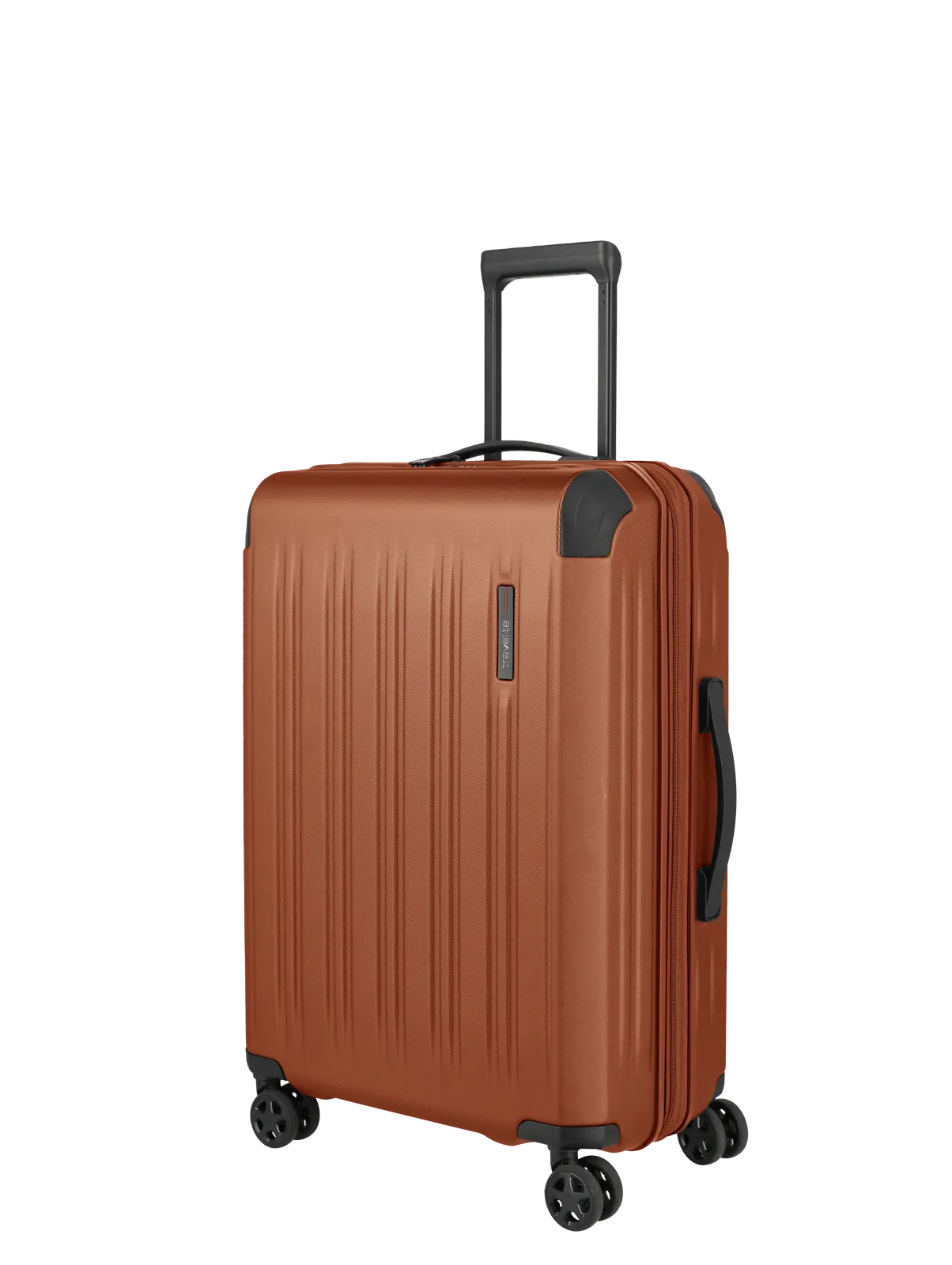 Koffer in Braun mit vier Rollen und ausziehbarem Griff – ideal für Reisen