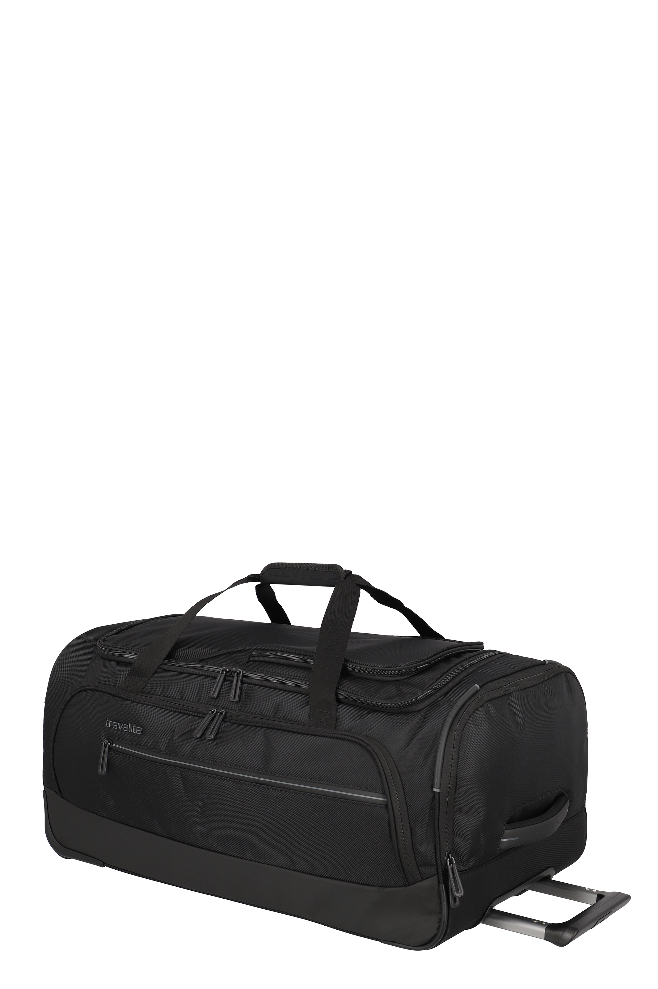 Travelite große schwarze Reisetasche mit Rollen und mehreren Fächern