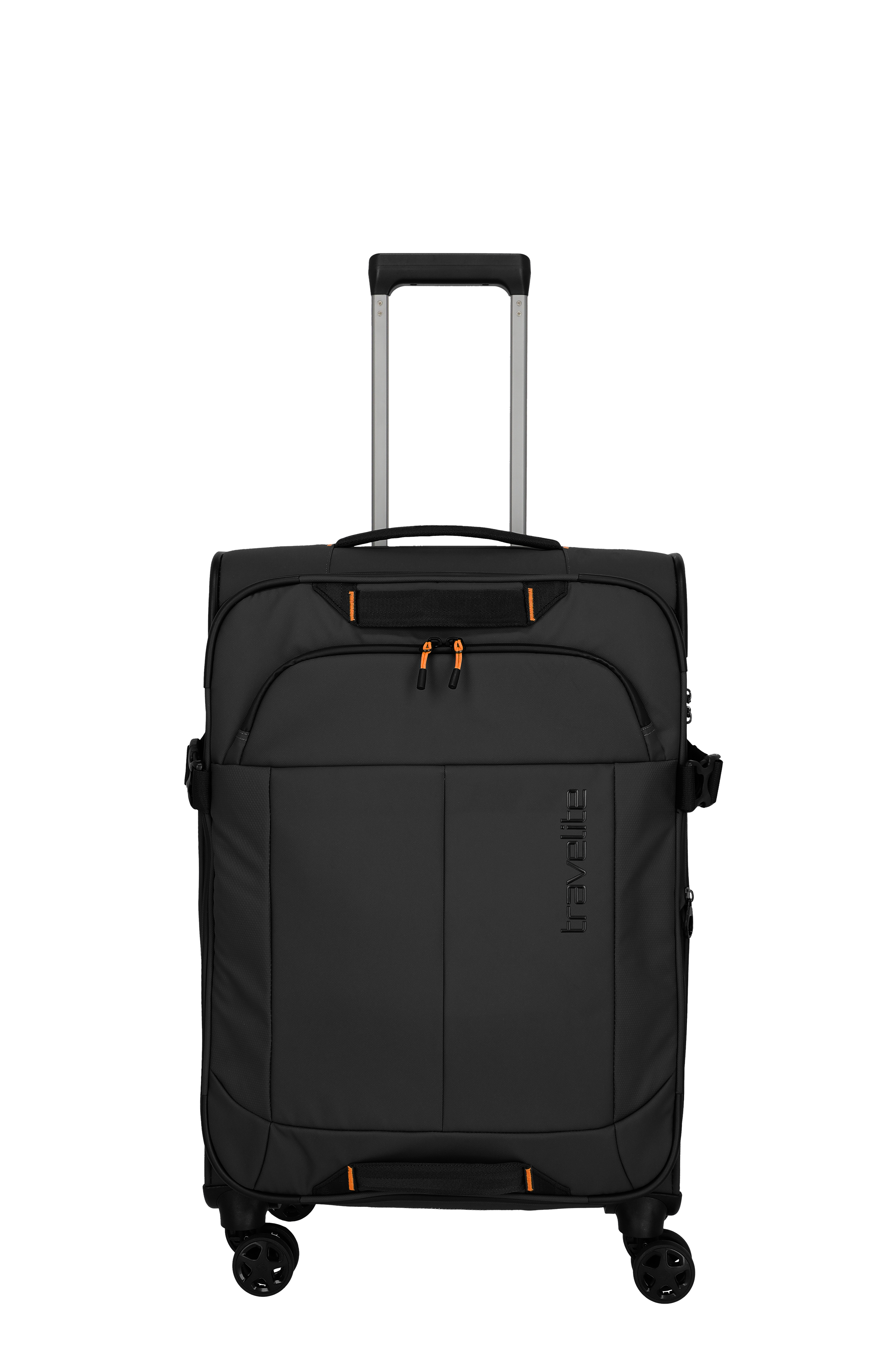 Una valigia Travelite della serie Briize misura M 67cm vista di fronte in nero