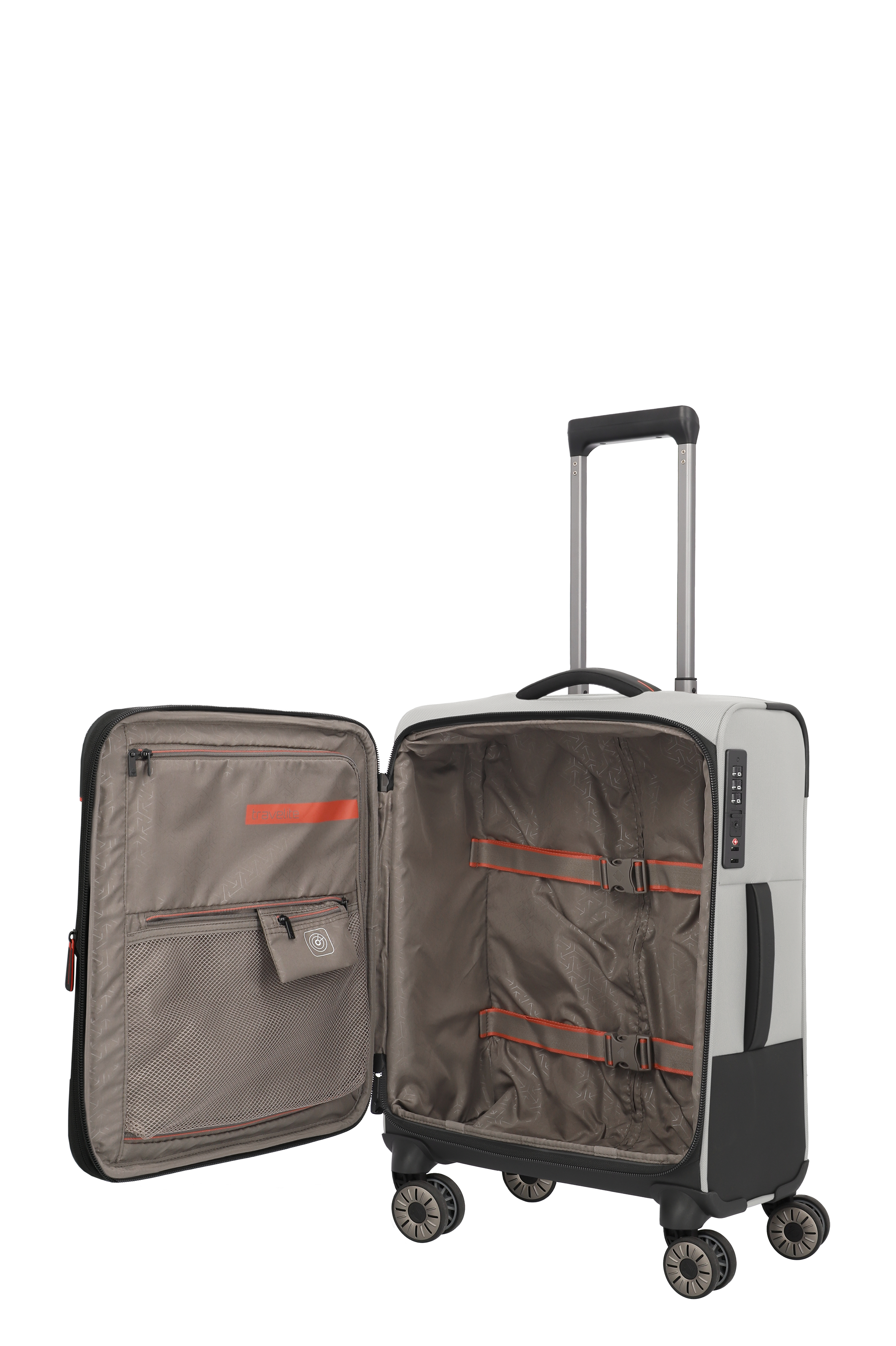 Moderner Hartschalen-Trolley mit offenem Innenraum, praktischer Aufteilung und TSA-Schloss