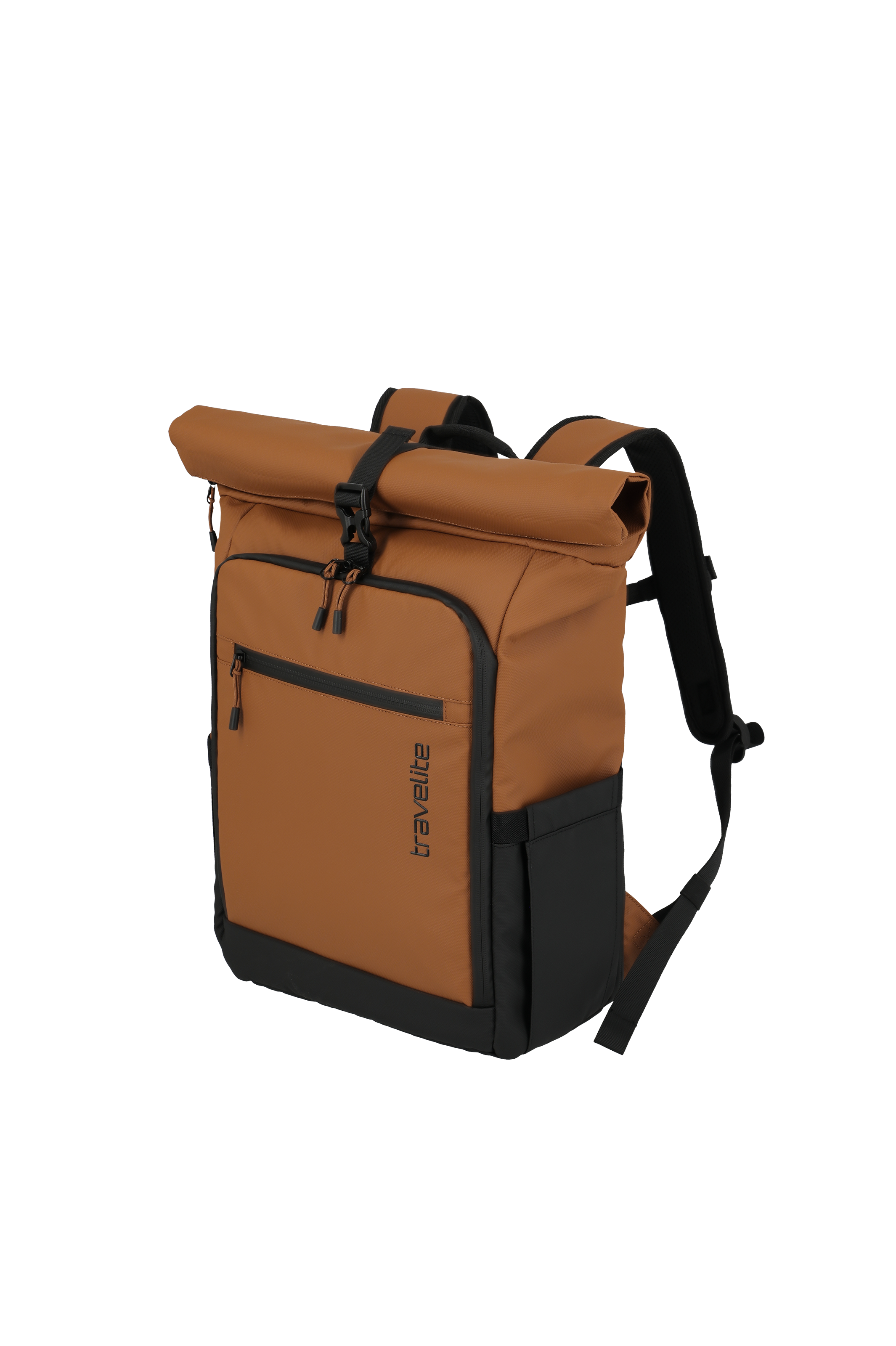 Travelite Rucksack in Braun mit Rolltop-Verschluss und Fronttasche