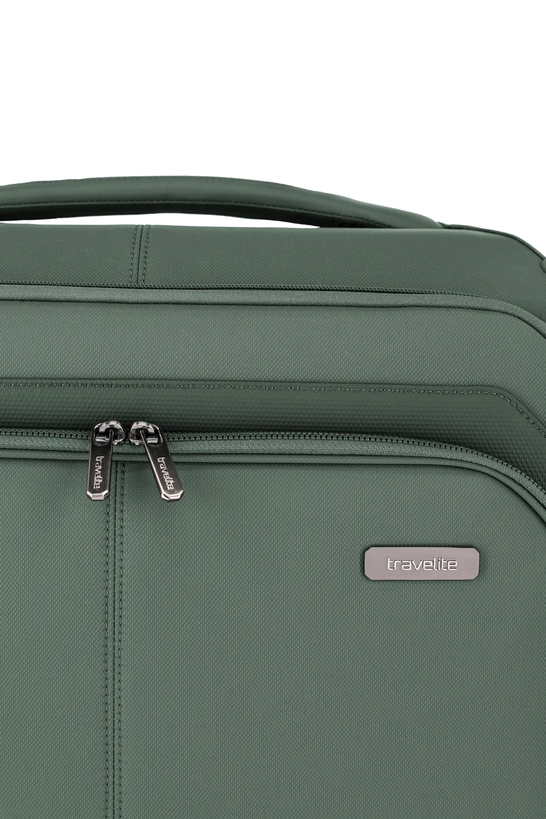 Weichgepäck Koffer Priima in oliv von travelite Emblem Nahaufnahme