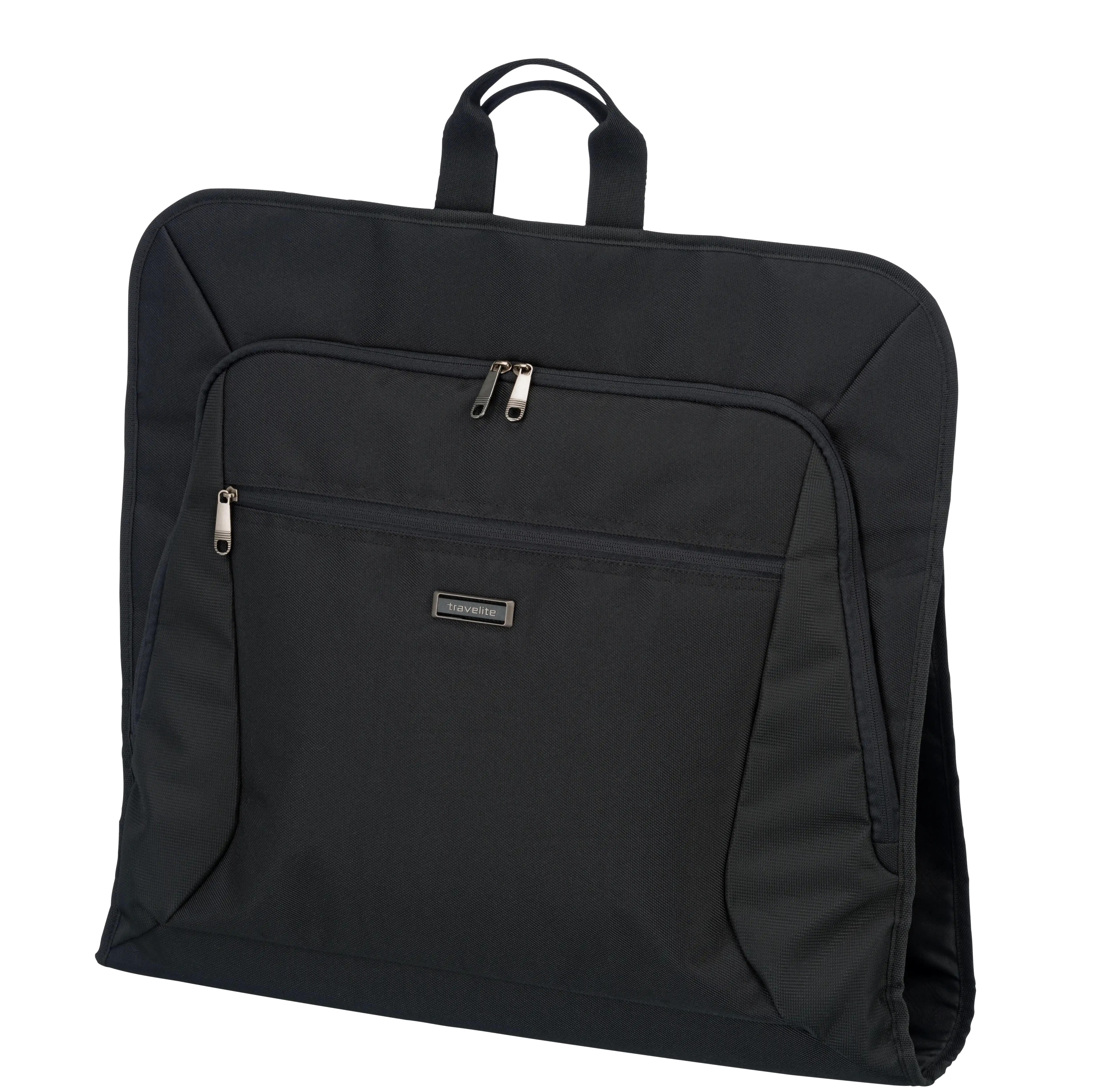 Ein travelite Kleidersack der Serie Mobile Frontansicht geschlossen in schwarz travelite Mobile Kleidersack schwarz 2