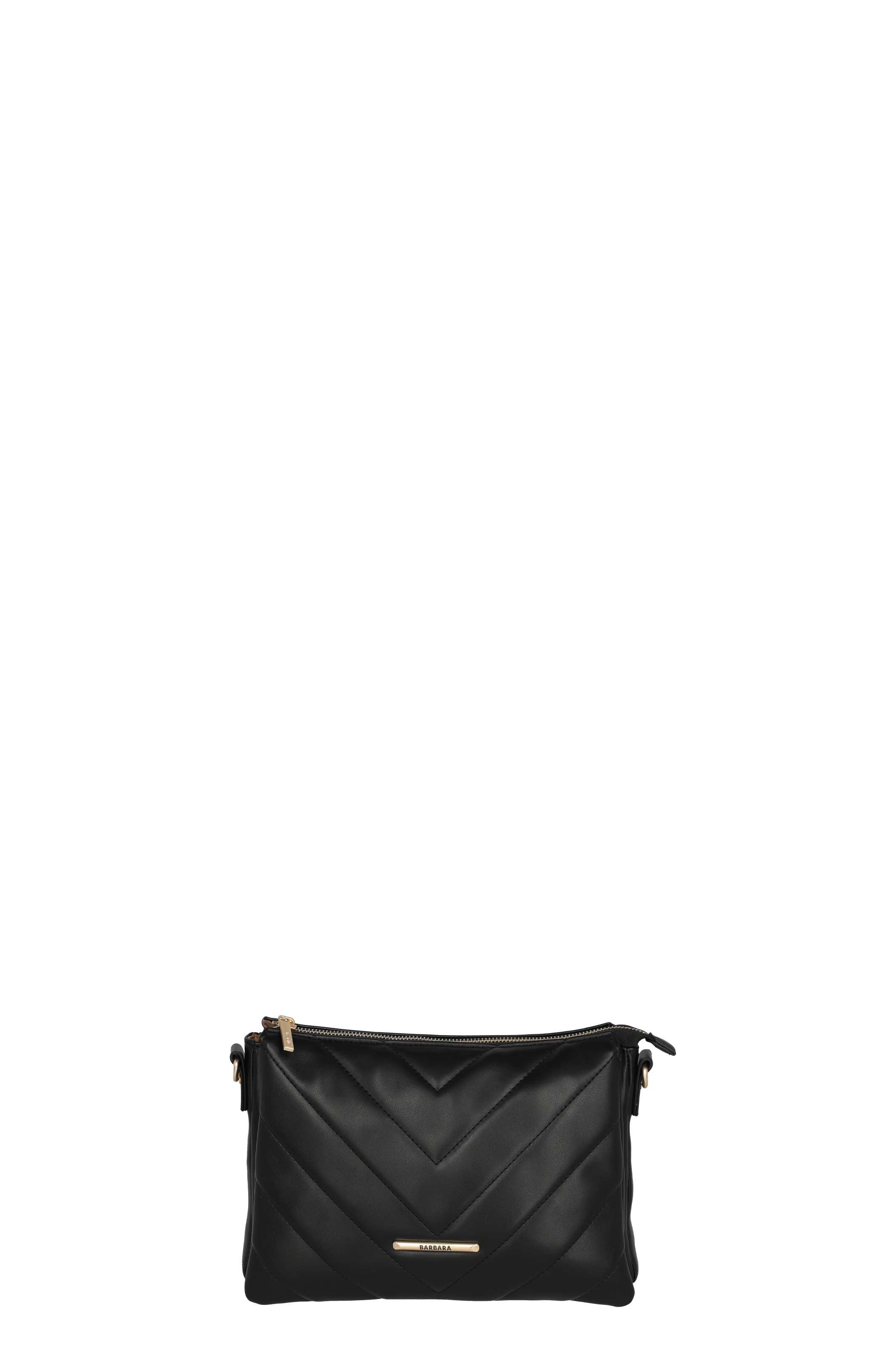 Elegante schwarze Damen-Clutch aus Kunstleder mit Steppmuster und goldfarbenem Reißverschluss