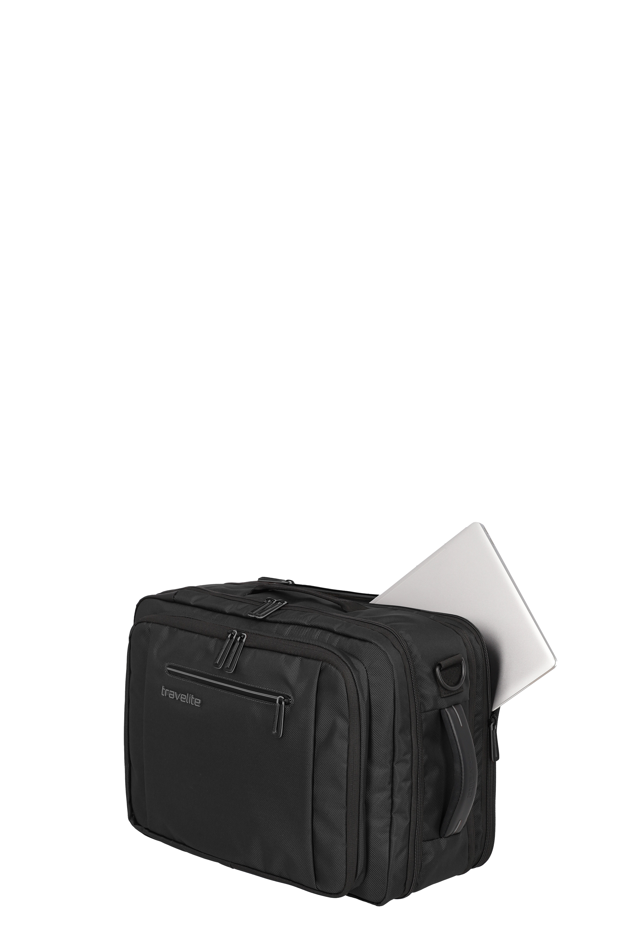 Schwarze Travelite Laptoptasche mit Laptopfach, ideal für Geschäftsreisen und Alltag