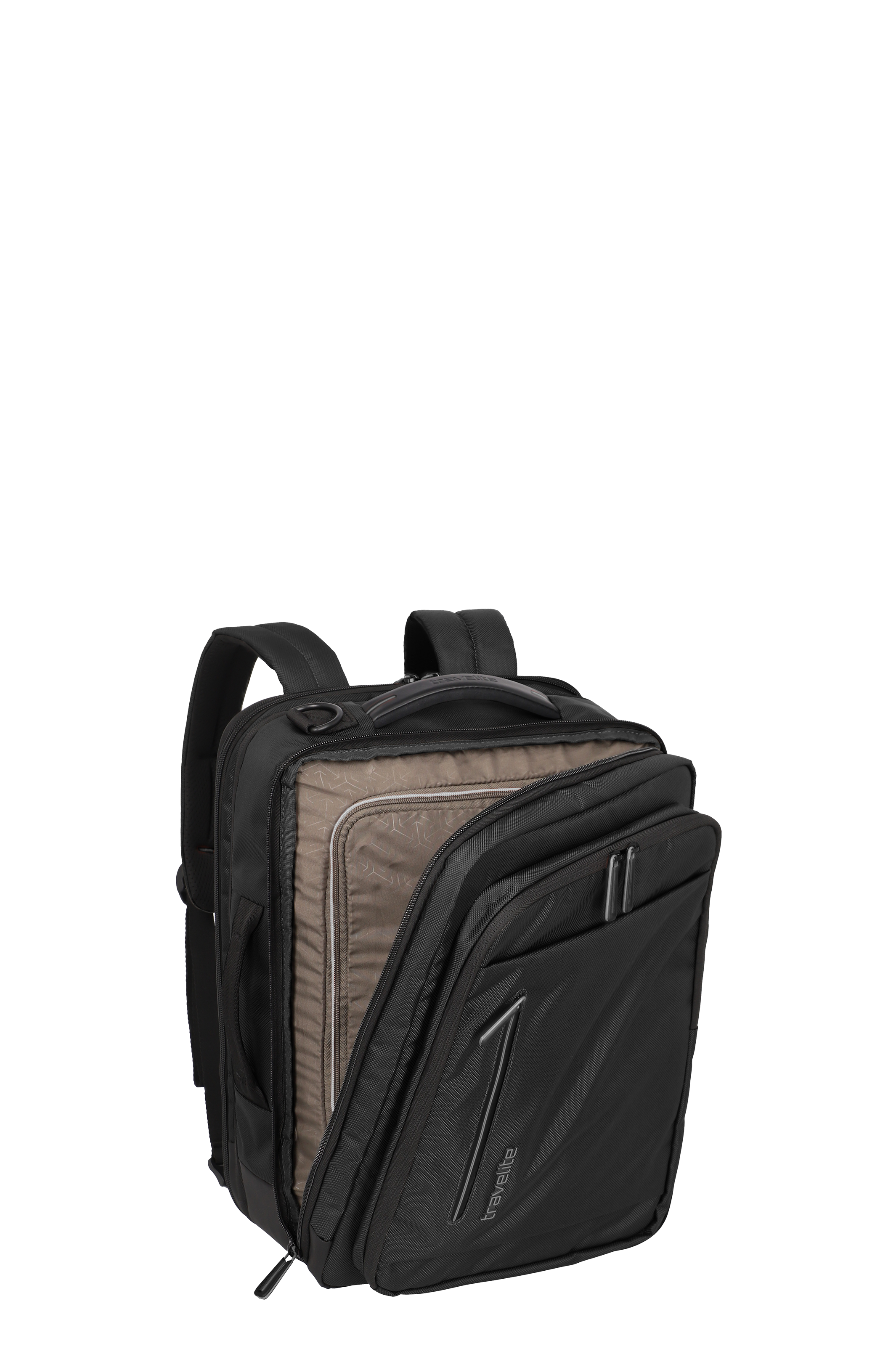 Travelite Rucksack in Schwarz mit mehreren Fächern und modernem Design