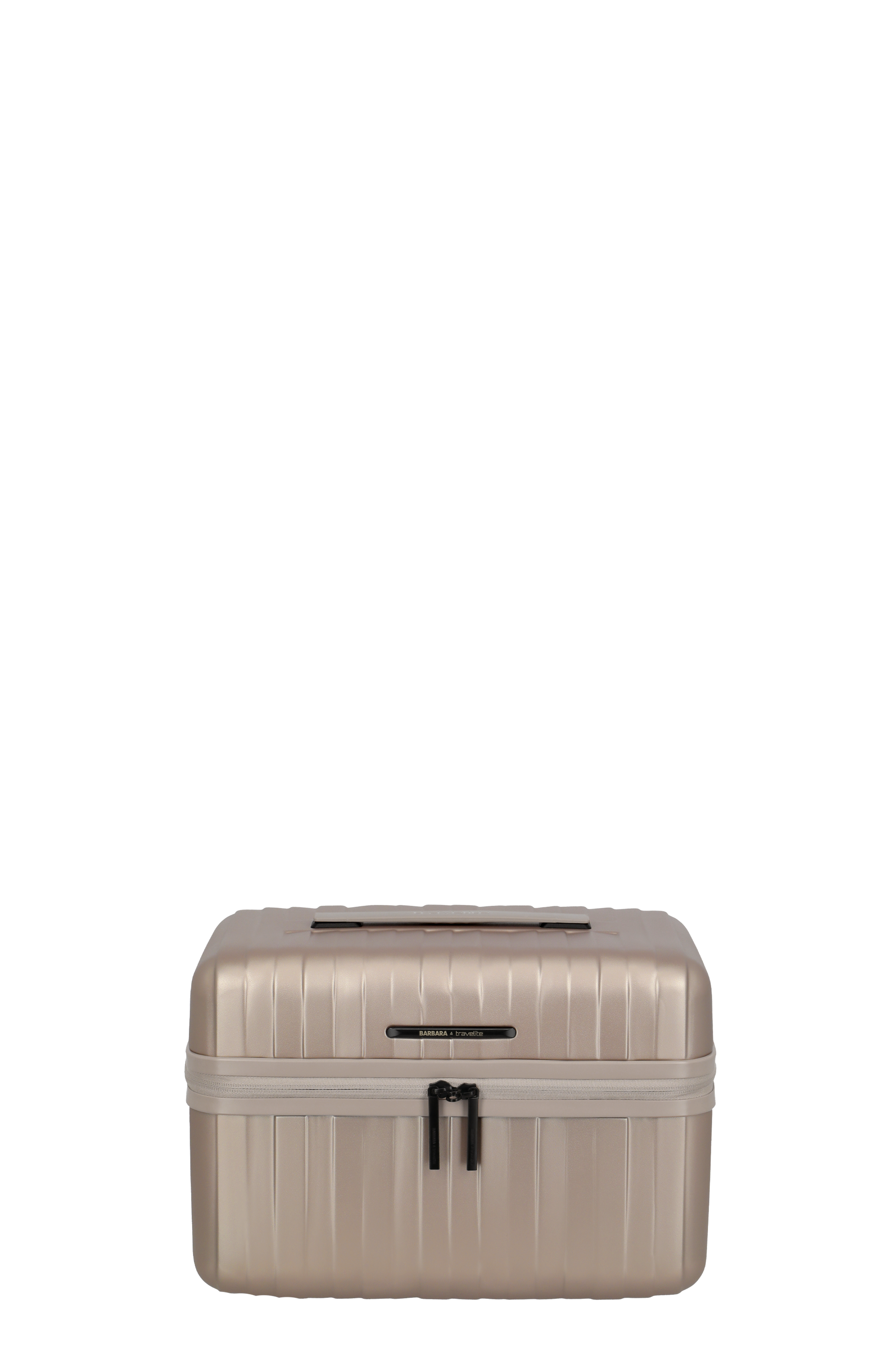 Champagnerfarbener Beauty Case Hartschale mit Reißverschluss und Griff – Ideal für Reisen