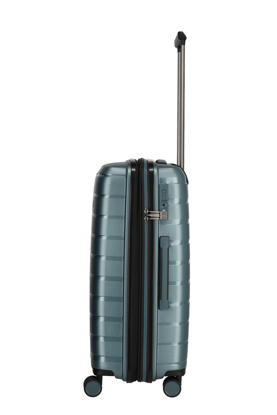 travelite AirBase Koffer von der Seite in blau Größe M+