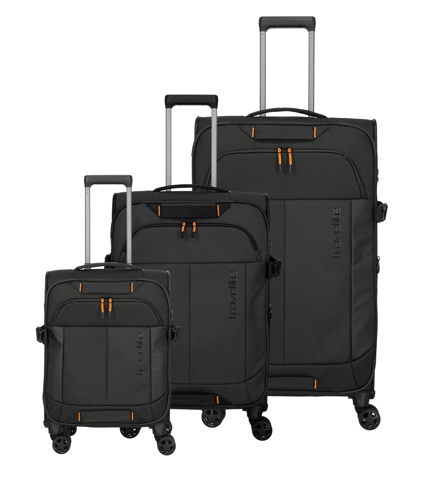 Ein travelite Kofferset der Serie Briize Frontansicht in schwarz