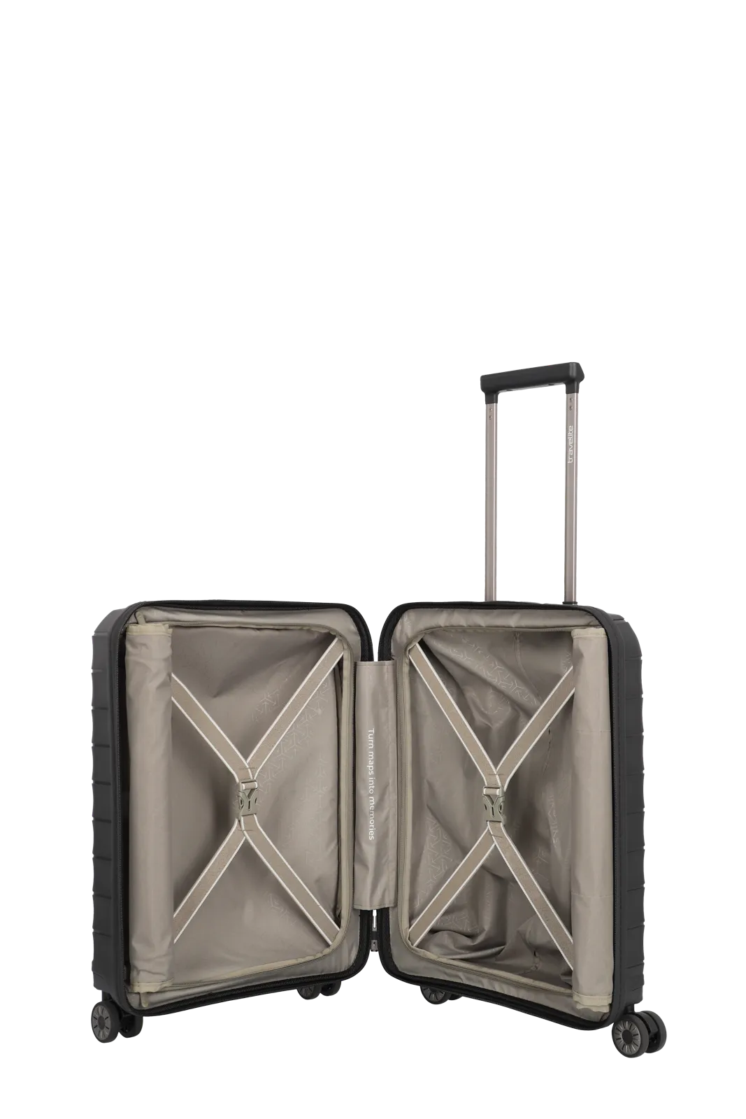 Mooby in Schwarz Groesse S mit Vortasche Innenansicht Packgurte