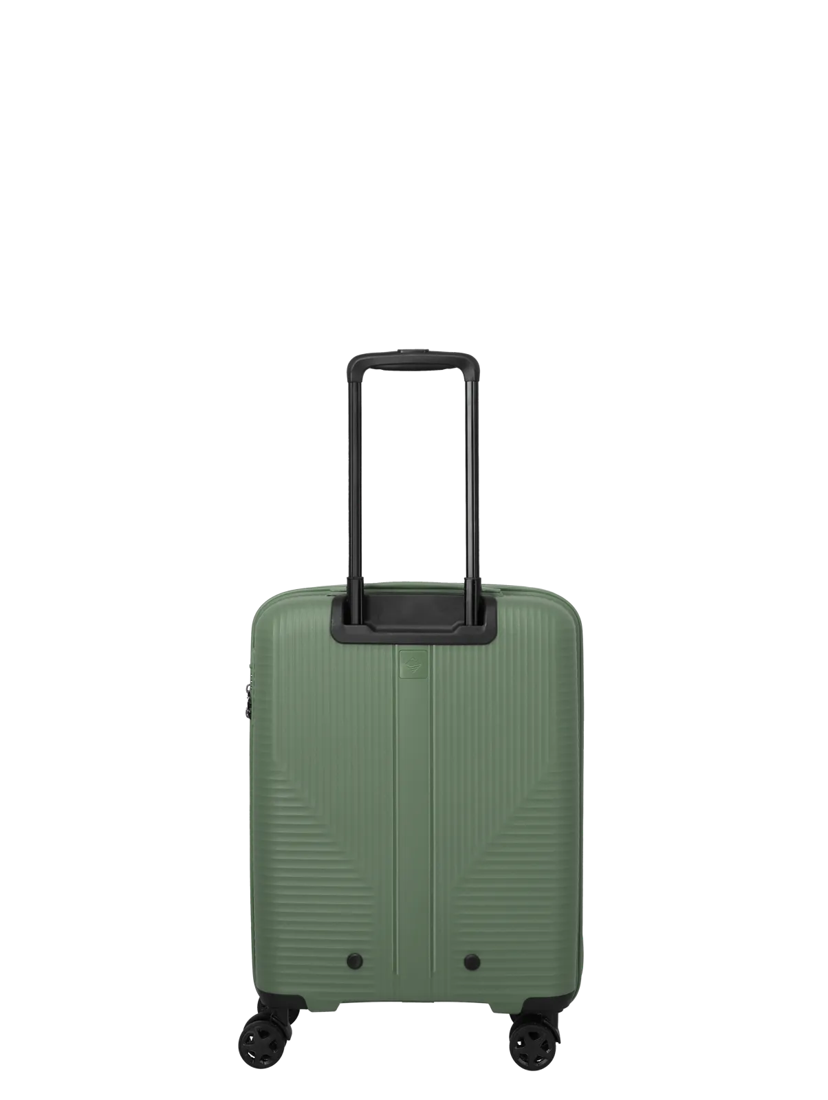 Grüner Hartschalen-Trolley mit vier Rollen und Teleskopgriff