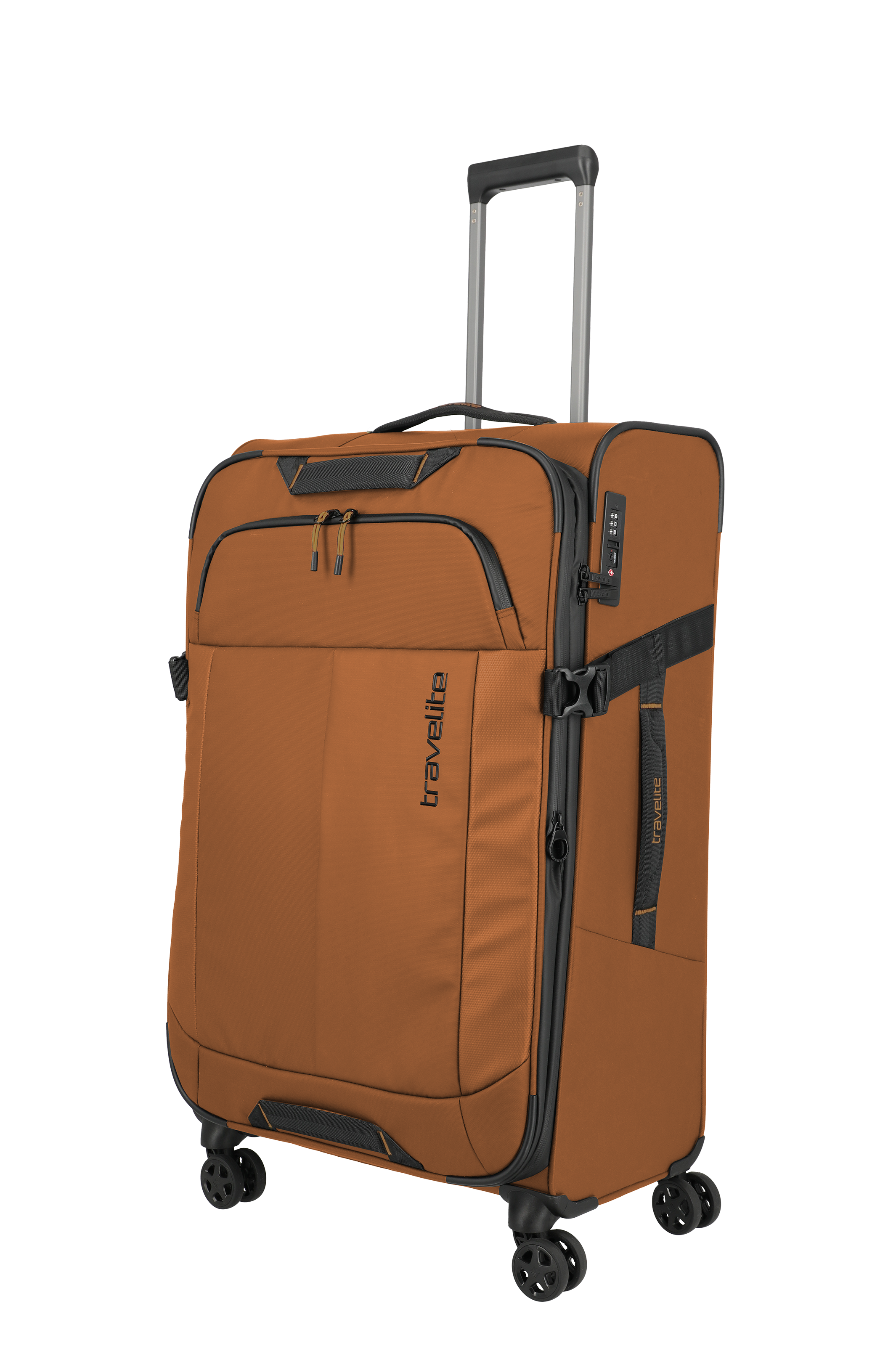 Travelite Weichschalenkoffer in Braun mit vier Rollen und Teleskopgriff – robuster Reisekoffer für Ihre nächste Reise