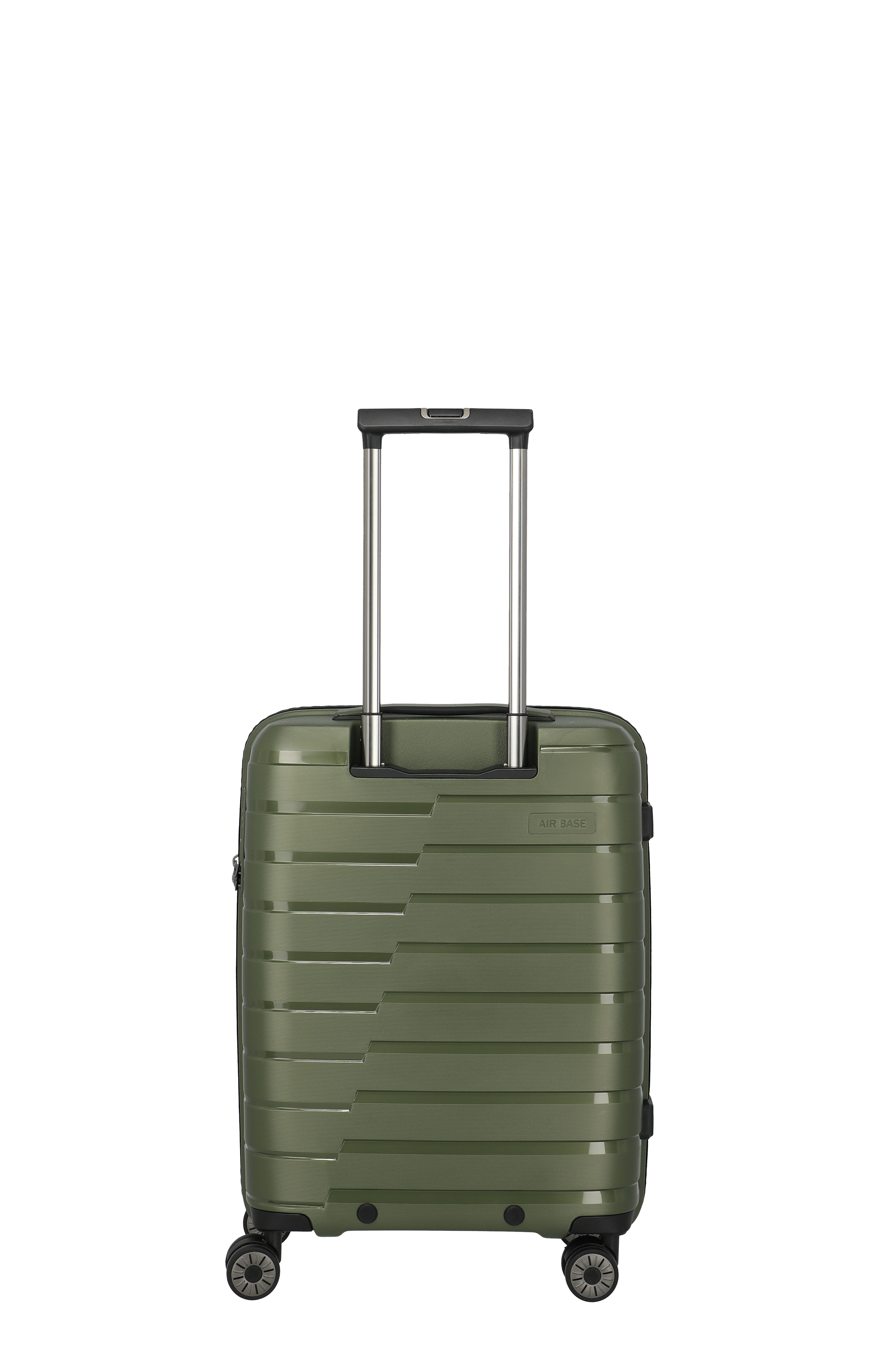 Robuster grüner Hartschalen-Trolley mit 4 Rollen und Teleskopgriff – Handgepäckgeeignet