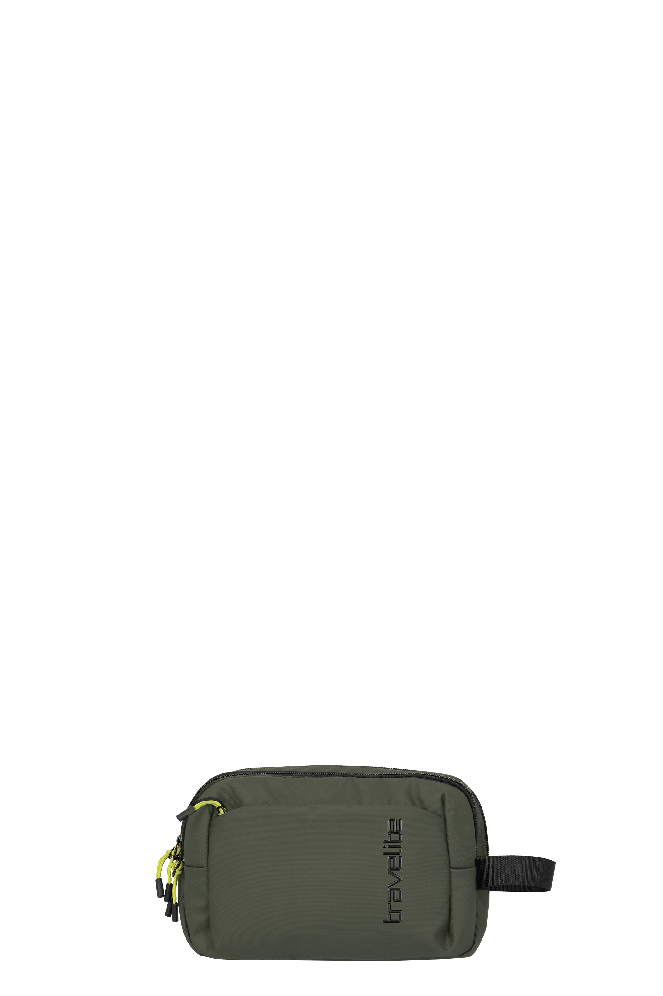 Eine travelite Kulturtasche der Serie Briize Frontansicht in khaki