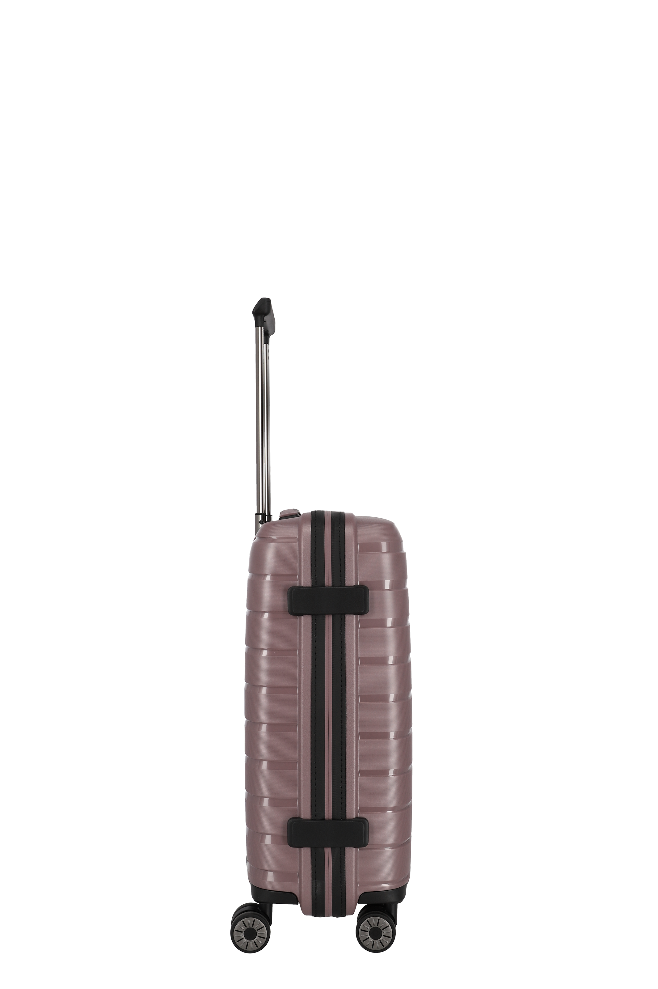 Hartschalen-Trolley in Braun mit 4 Rollen und ausziehbarem Griff – seitliche Ansicht