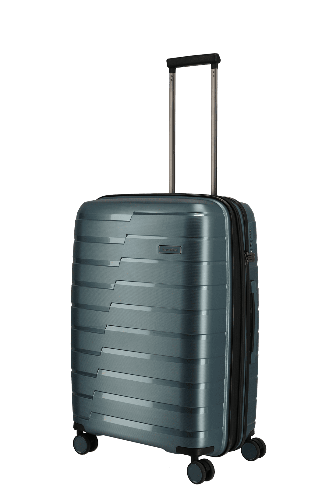 travelite AirBase Koffer Seitenansicht in blau Größe M+