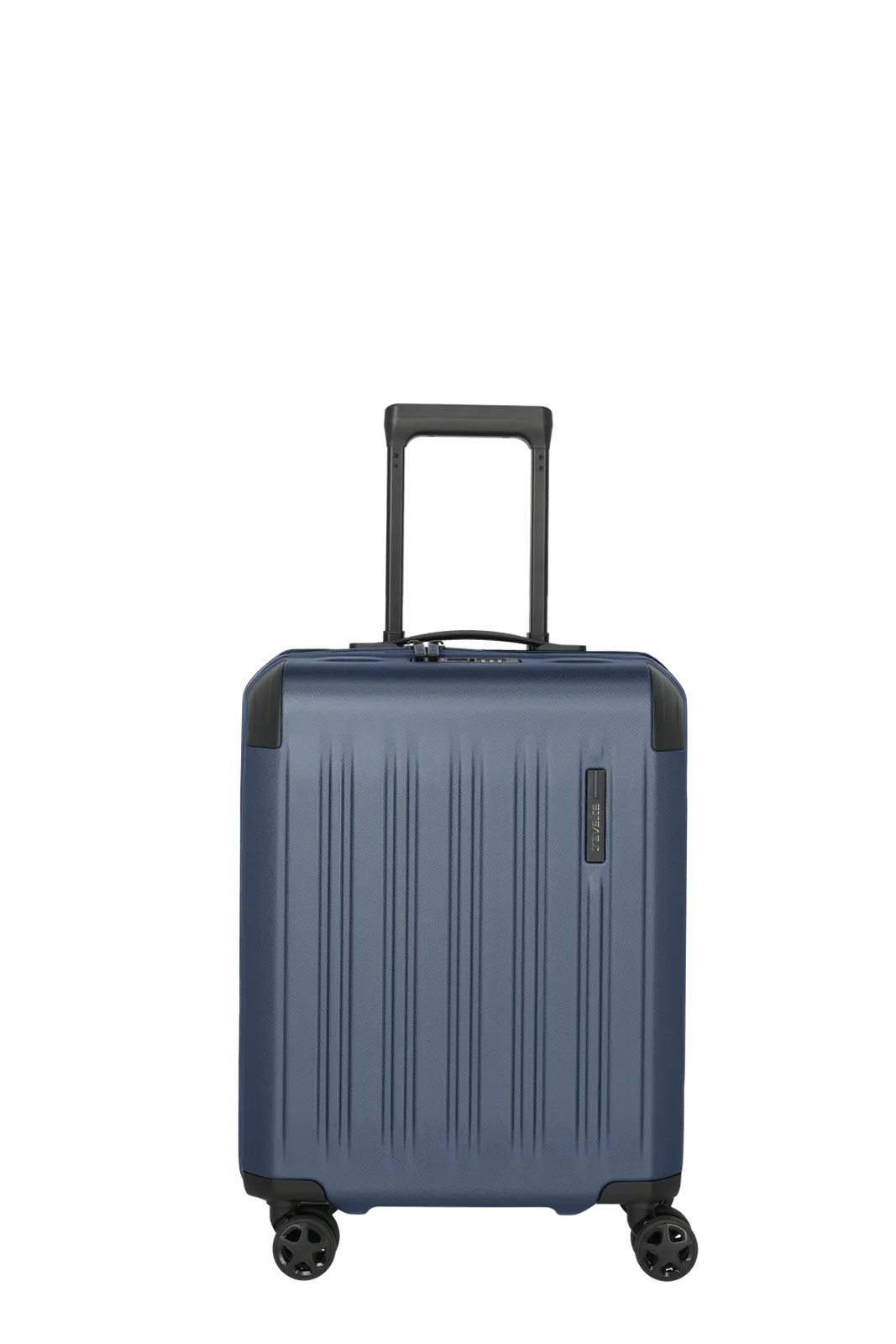 Blauer Hartschalenkoffer mit vier Rollen und Teleskopgriff, ideal als Handgepäck Moderner Handgepäck-Trolley in Blau mit stabilem Hartschalenkorpus, Teleskopgriff und vier Rollen