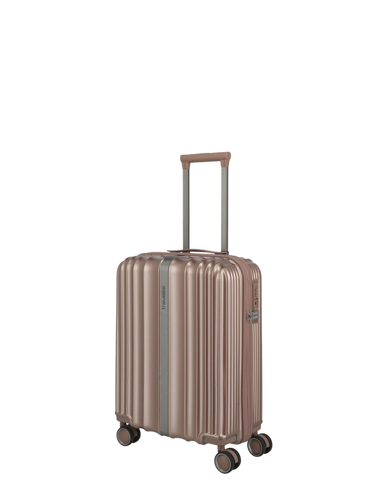 Eleganter Hartschalenkoffer in Roségold mit Teleskopgriff und 4 Rollen – ideal für stilvolles Reisen