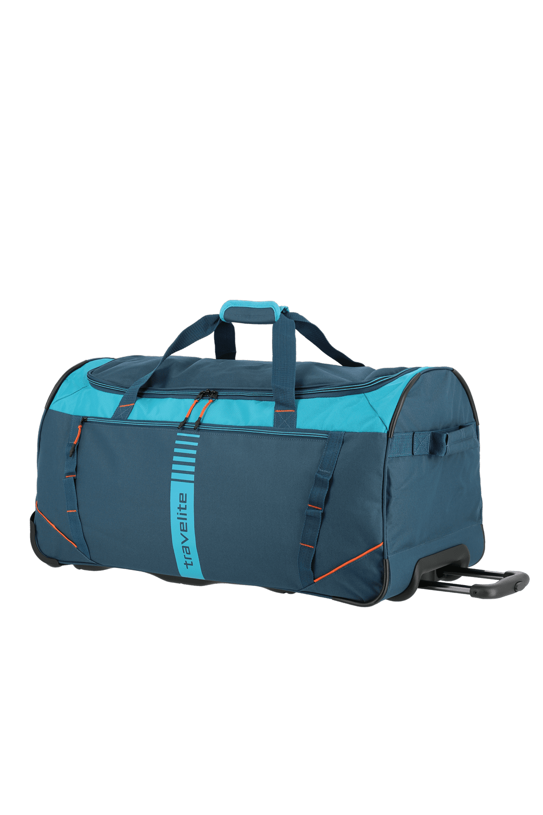Praktische blaue Reisetasche mit Rollen für einfaches Transportieren