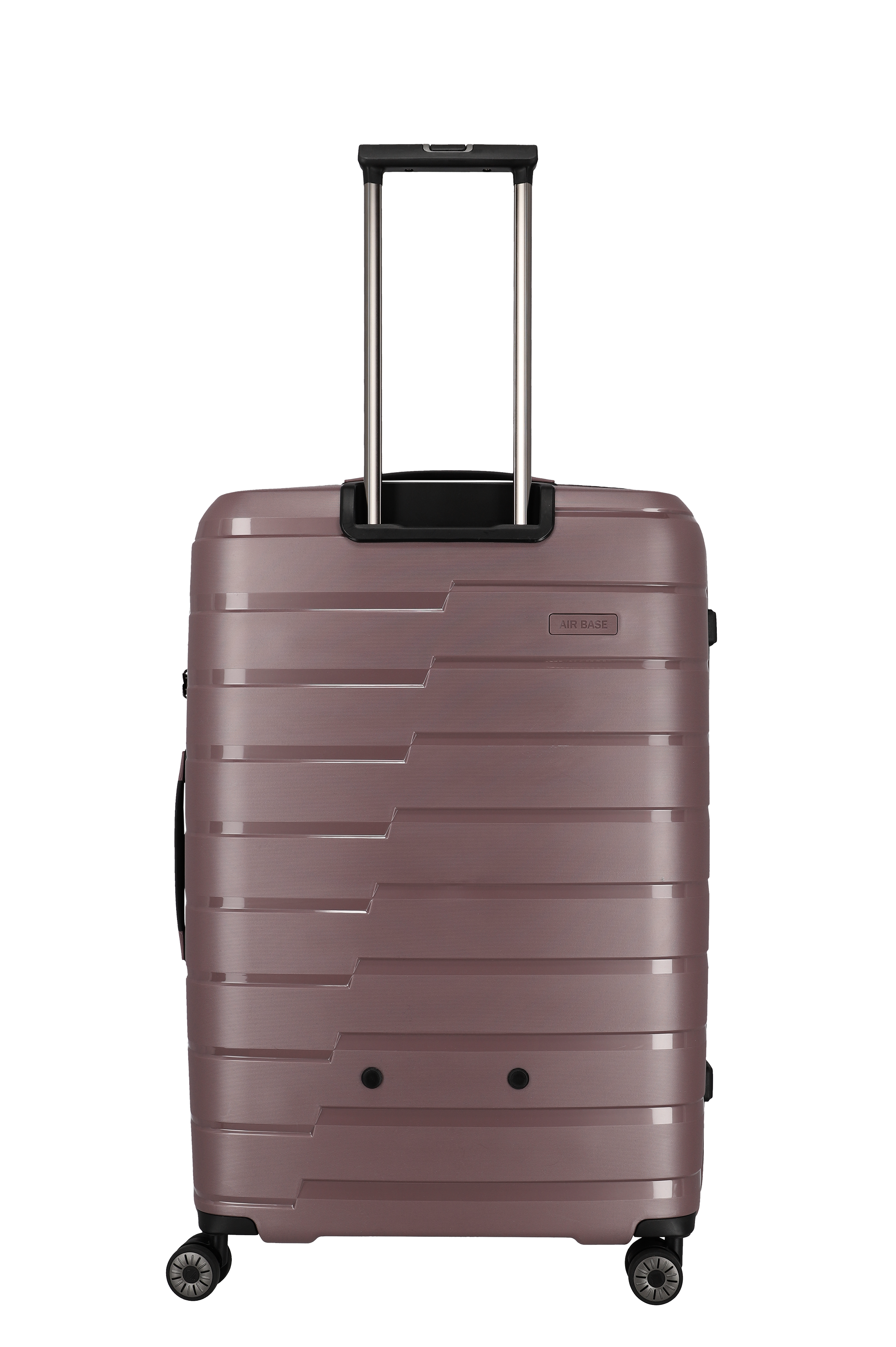 Stabiler Hartschalen-Trolley in Braun mit vier Rollen und ausziehbarem Griff