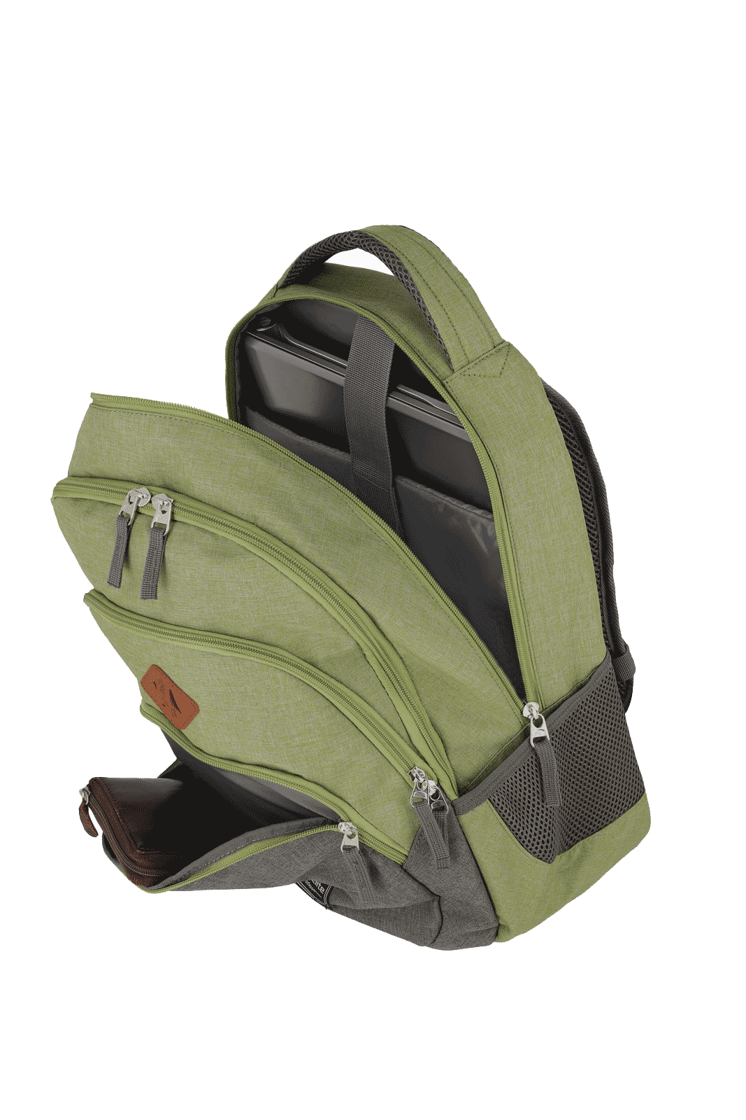 Grüner Laptop-Rucksack mit mehreren Fächern