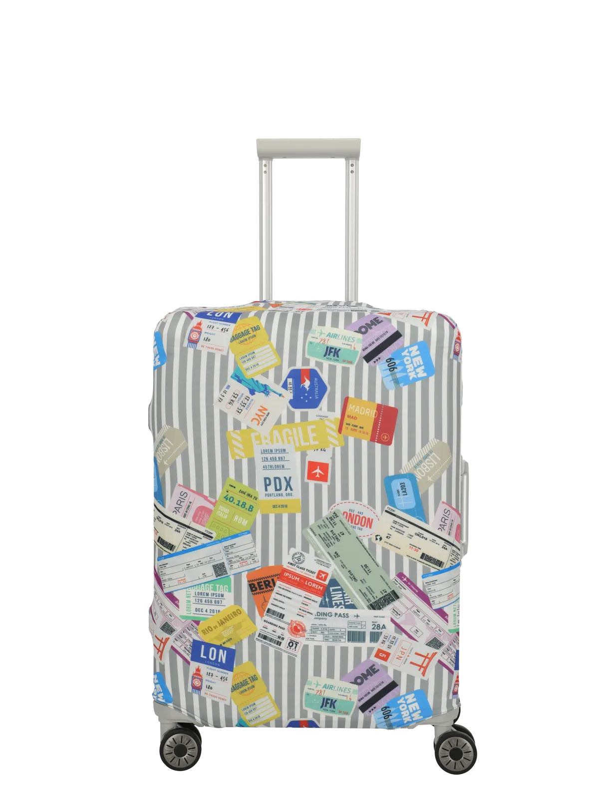 travelite  Kofferhülle M in Tickets travelite Kofferhülle M Frontansicht in Tickets