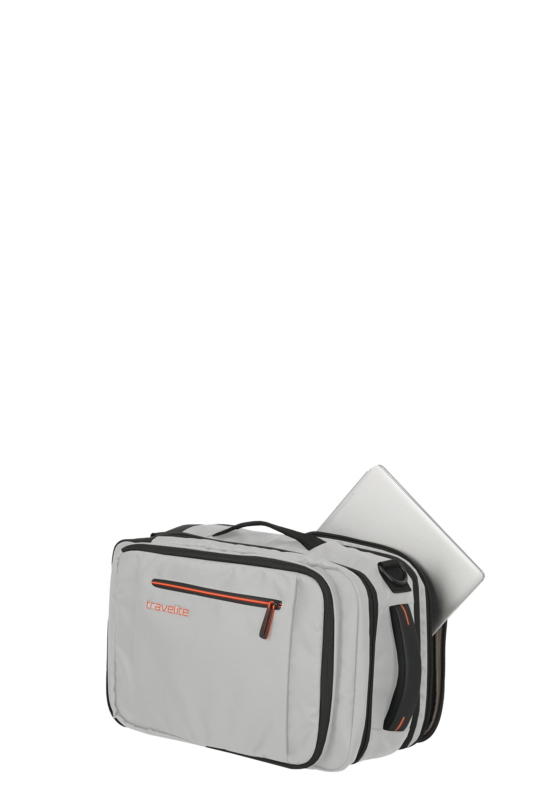 Travelite Businesstasche in Grau mit Laptopfach und orangefarbenen Akzenten