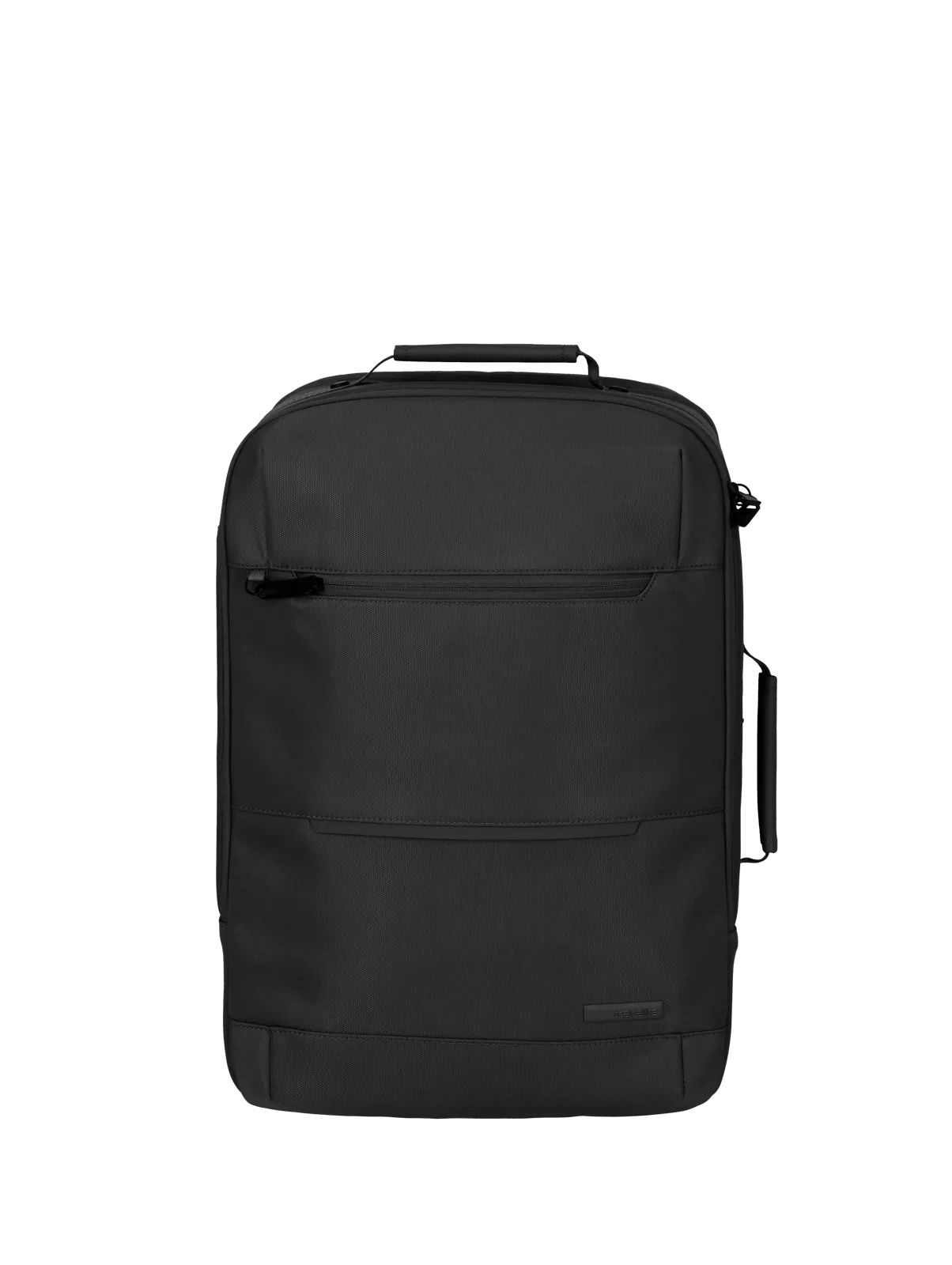 Schwarzer Business-Rucksack mit Reißverschluss und mehreren Fächern für Laptop und Bürobedarf