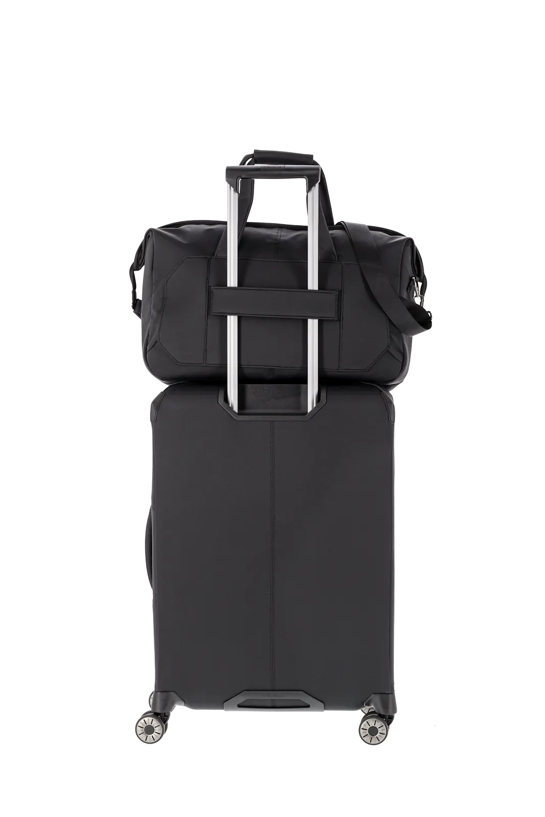 schwarzer Priima Weichgepäck Koffer mit Weekender von von hinten travelite Größe S
