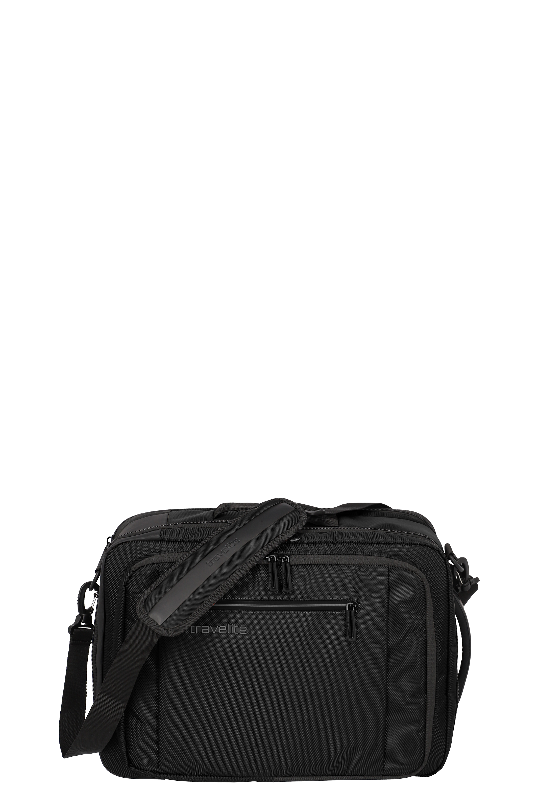 Schwarze Messenger-Tasche von Travelite mit Schulterriemen, ideal für Büro und Reisen