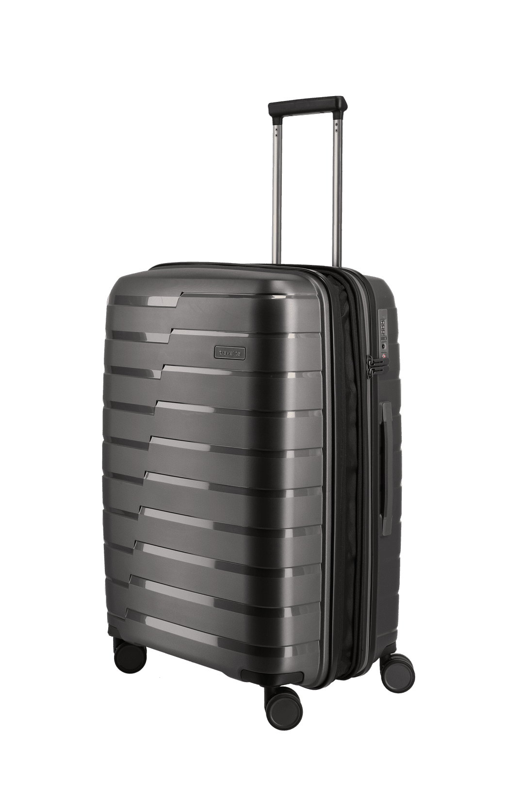 travelite AirBase Koffer Seitenansicht in anthrazit Größe M+