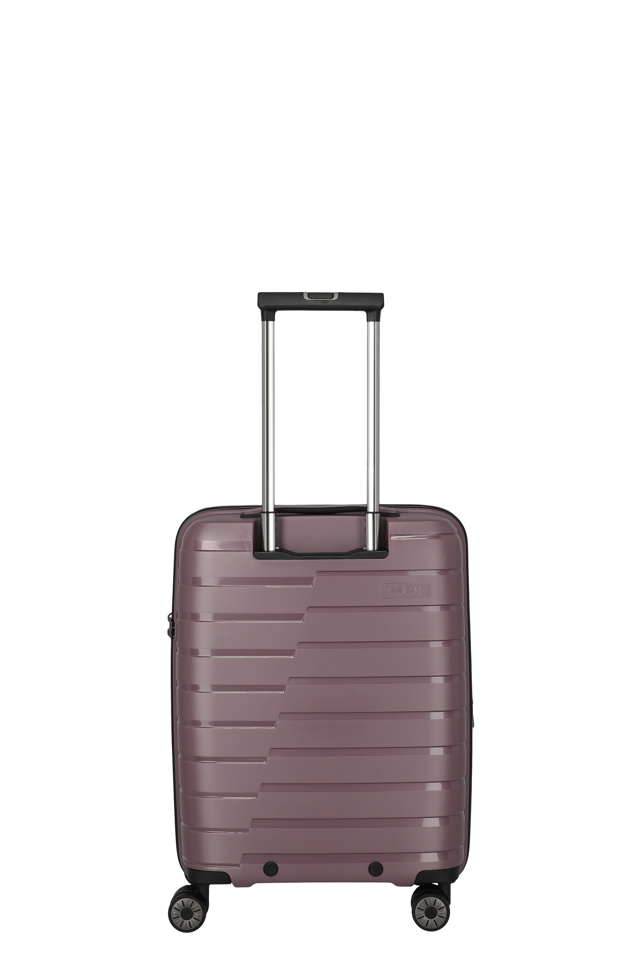 Leichter, violetter Hartschalen-Trolley mit vier Rollen und Teleskopgriff – ideal als Handgepäck für Reisen