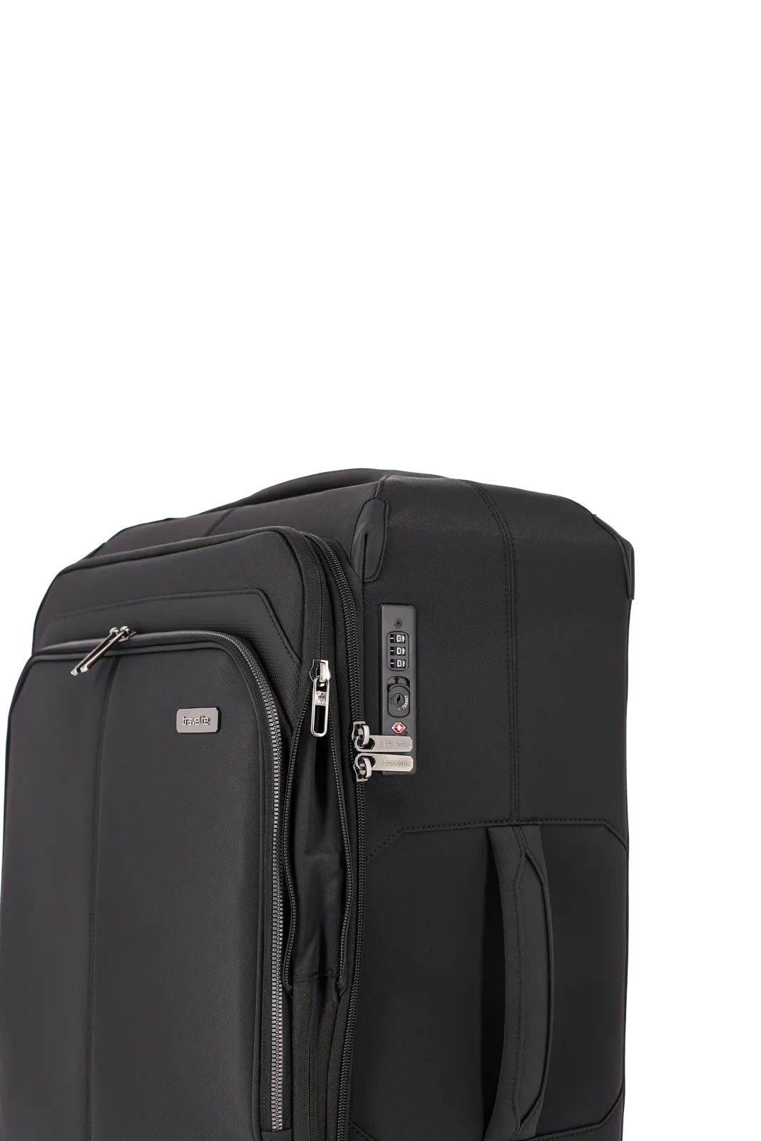 Nahaufnahme Priima Trolley in schwarz travelite Seite