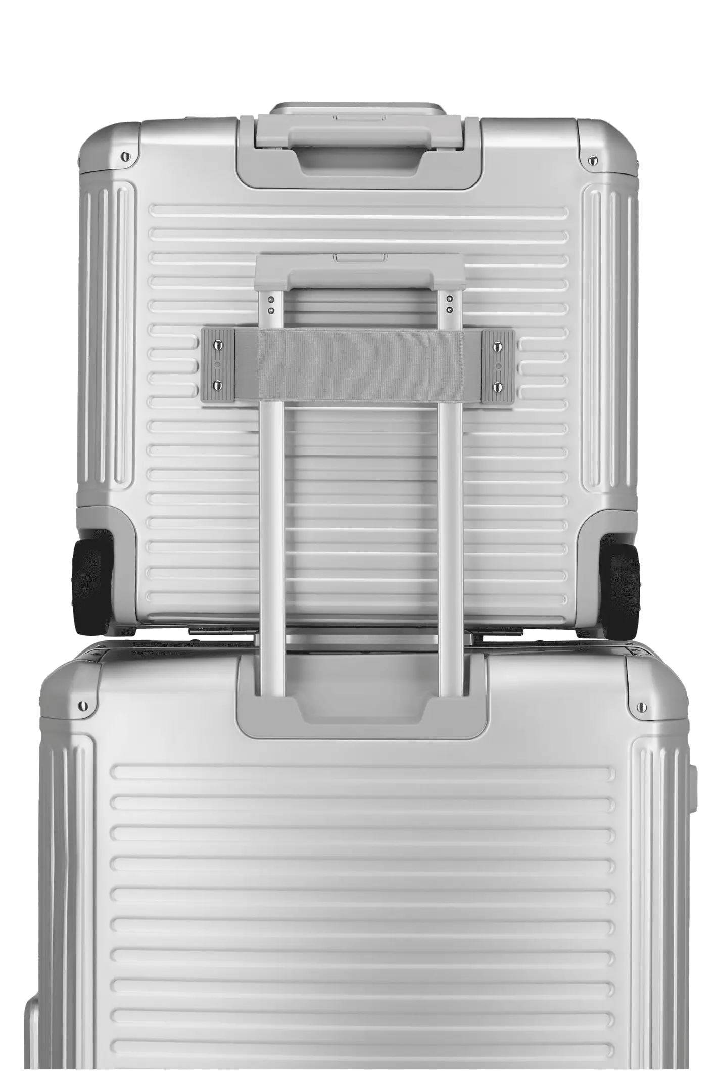 silberner Businesswheeler & Beautycase Aluminium-Koffer Next von travelite Rückansicht