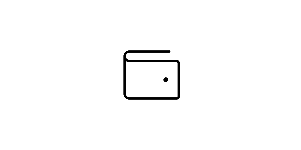 Stilvolles minimalistisches Portemonnaie-Icon Icon eines minimalistischen Portemonnaies auf weißem Hintergrund